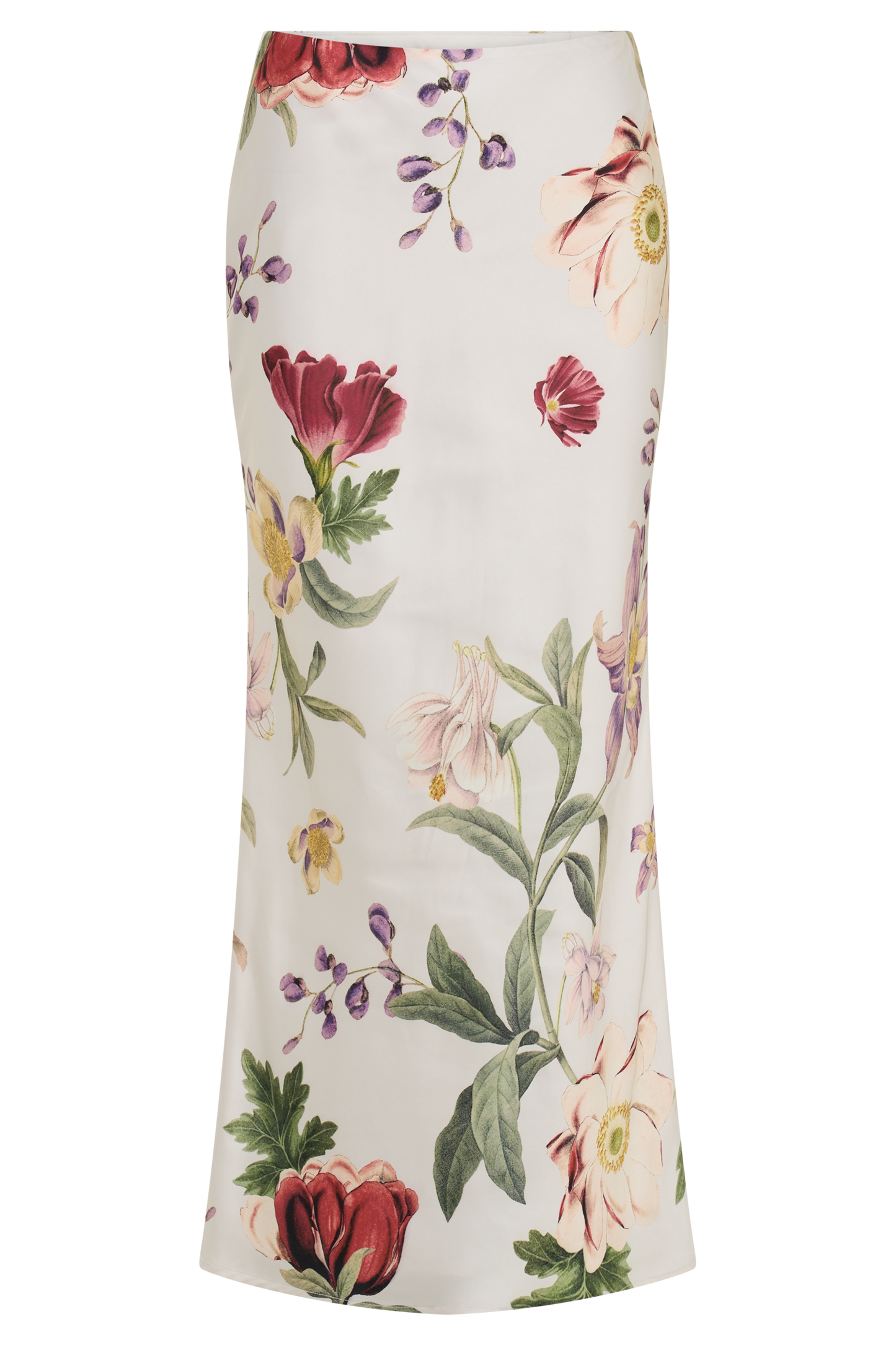 Jupe mi-longue en satin Viviana - Imprimé Bella Rosa