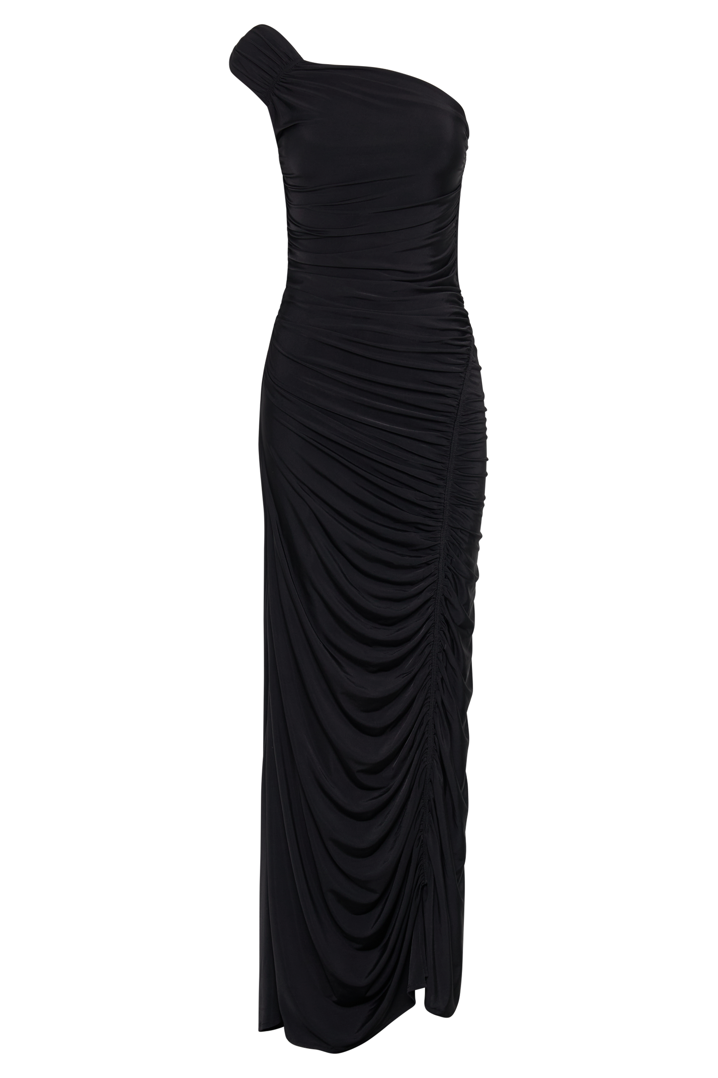 Robe Maxi Capri en Mousseline de Soie à Plis - Noir
