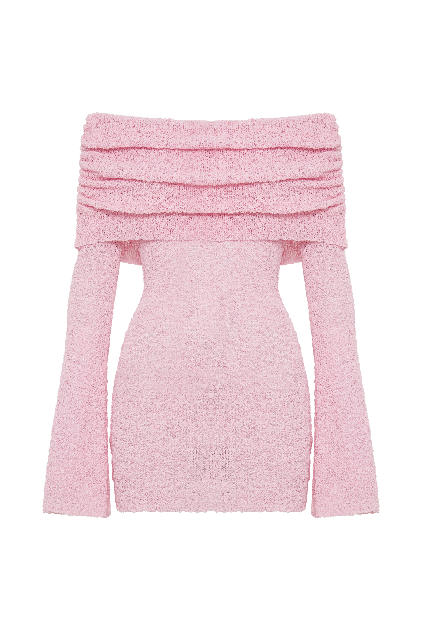Marisol Robe Mini Boucle à Manches Décolletées - Rose Poussière