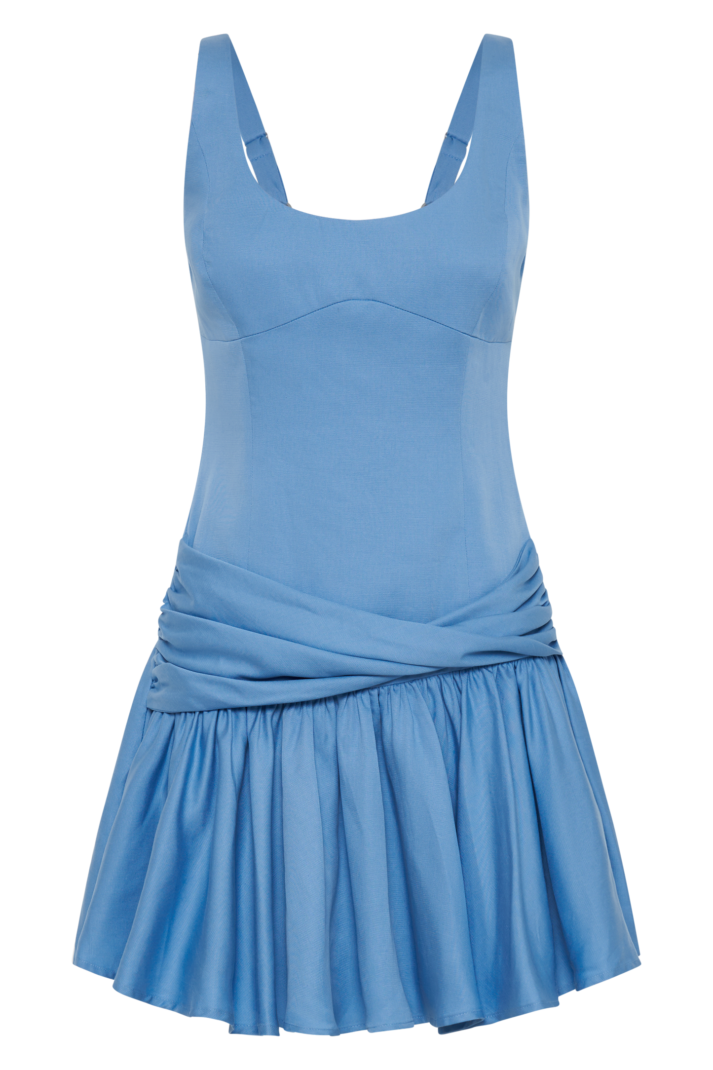 Mini-robe bouffante en coton Alvara - Bleu iris