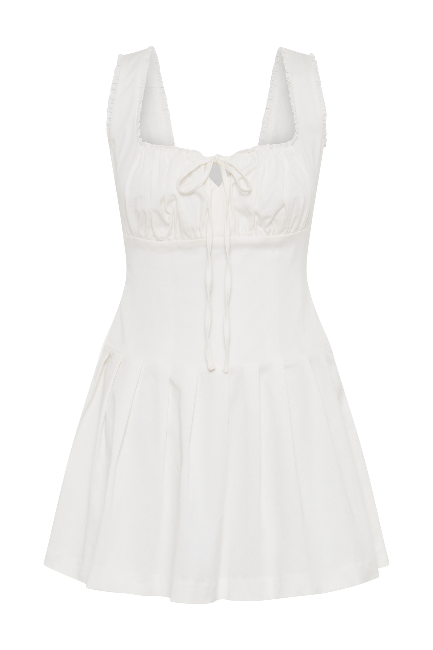 Mini-robe en coton Donna à volants - Blanc