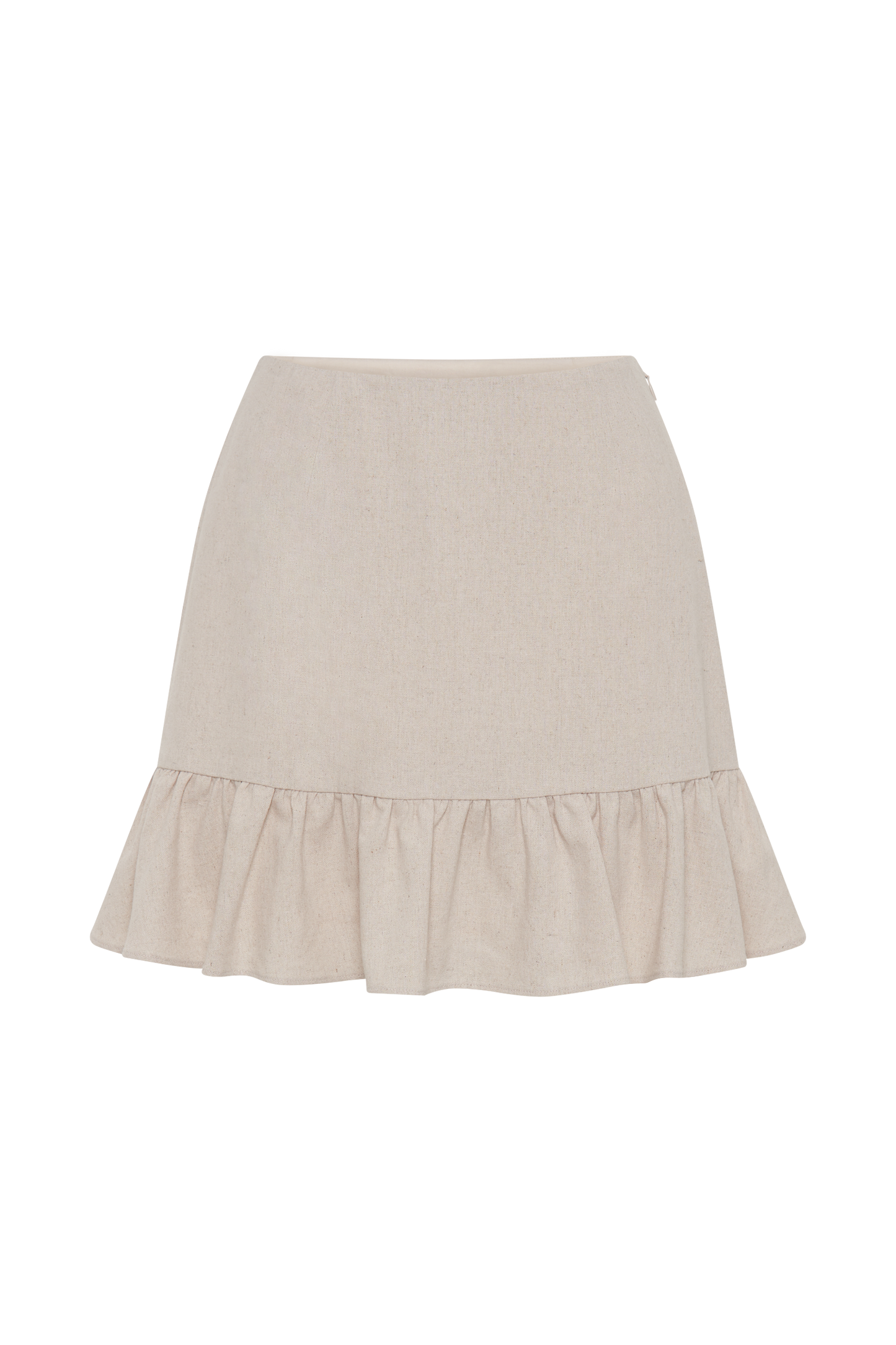 Jupe mini en lin Delfina avec volants - Naturel