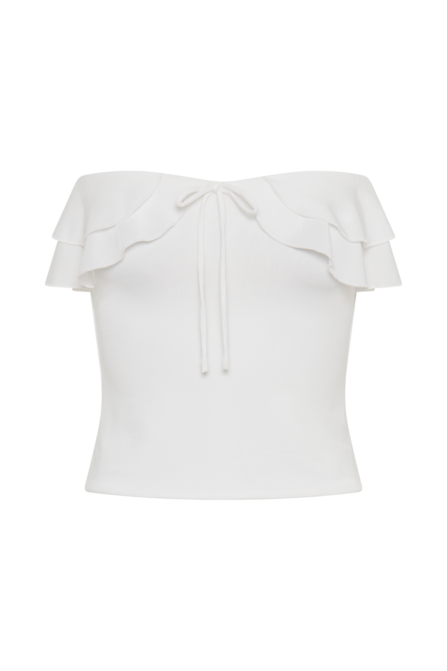 Top Bea sans bretelles, ample et volanté - Blanc