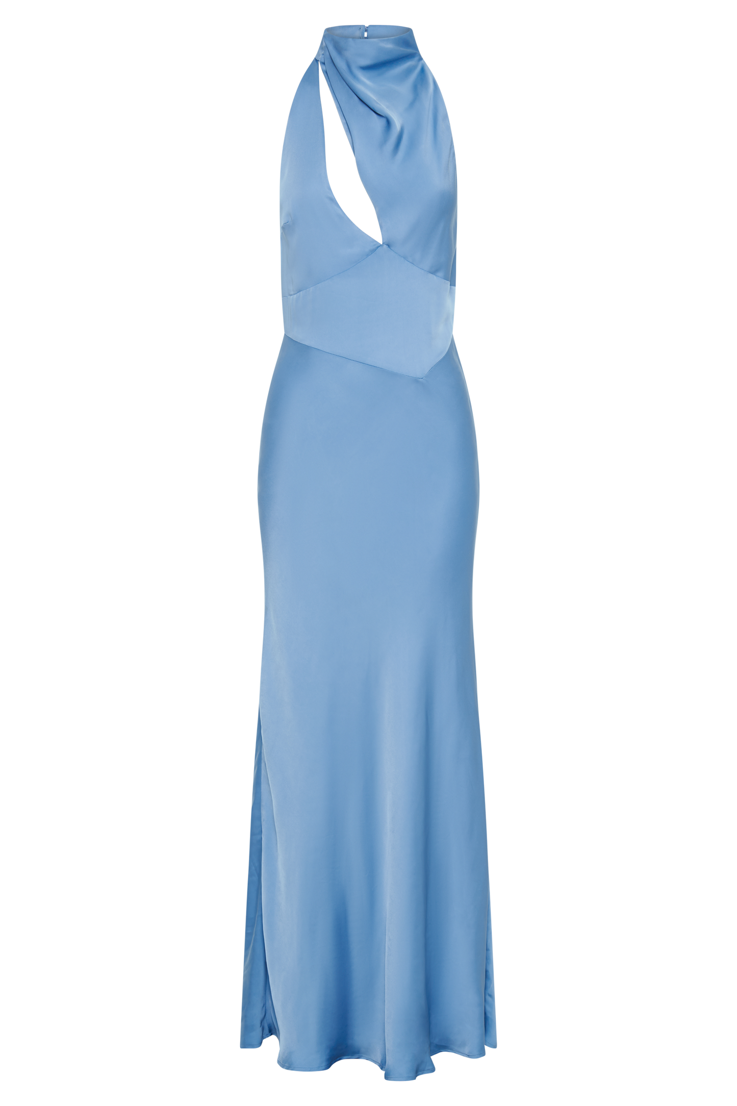 Robe Maxi Halter en Satin Belladonna - Bleu Iris