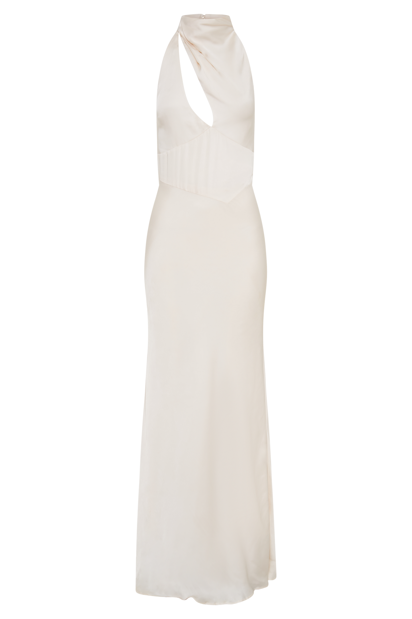 Robe Maxi Belladonna en Satin avec Décolleté Croisé - Ivoire