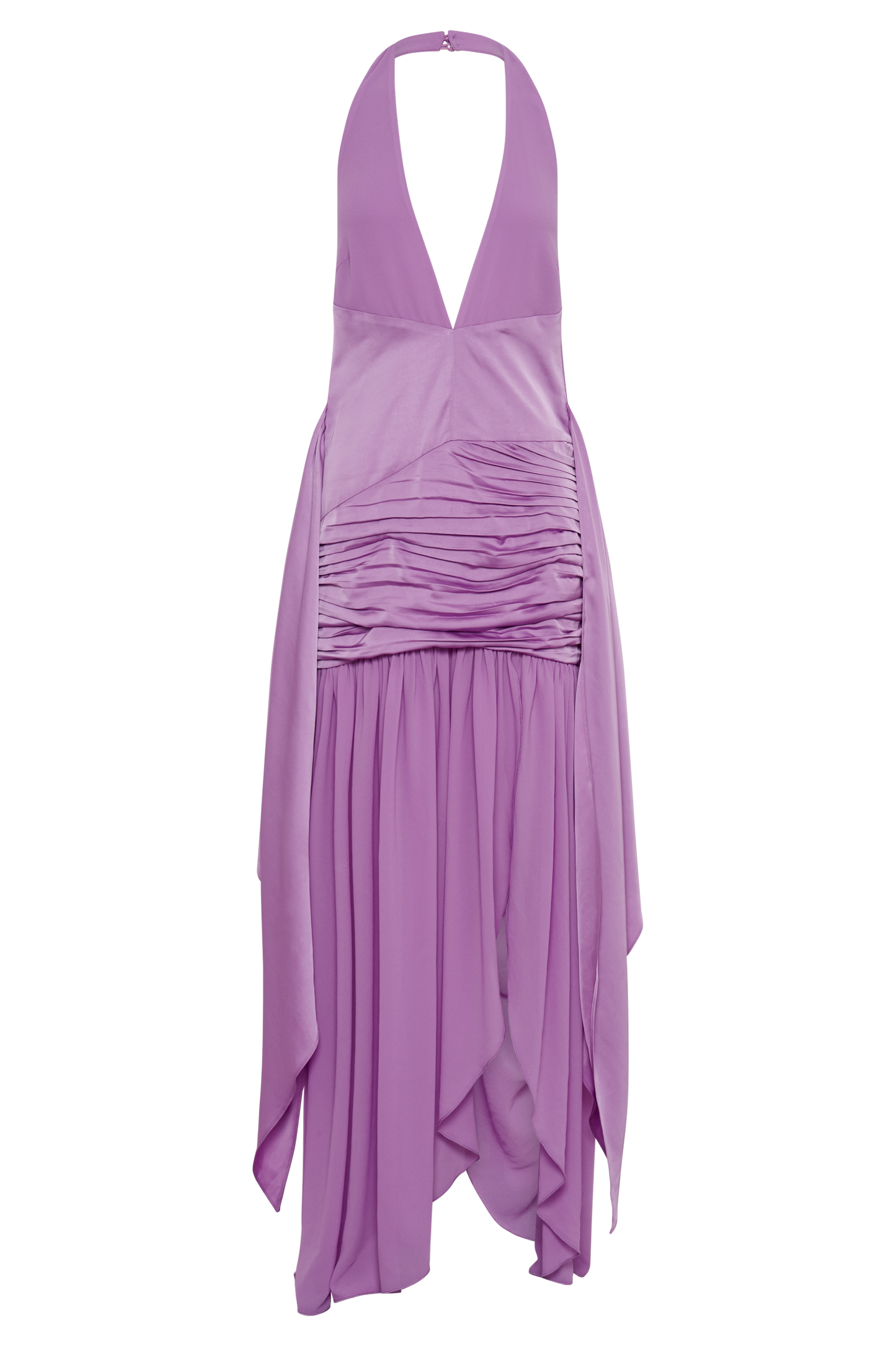 Robe Maxi Plunge en Satin et Chiffon Graziana - Violette