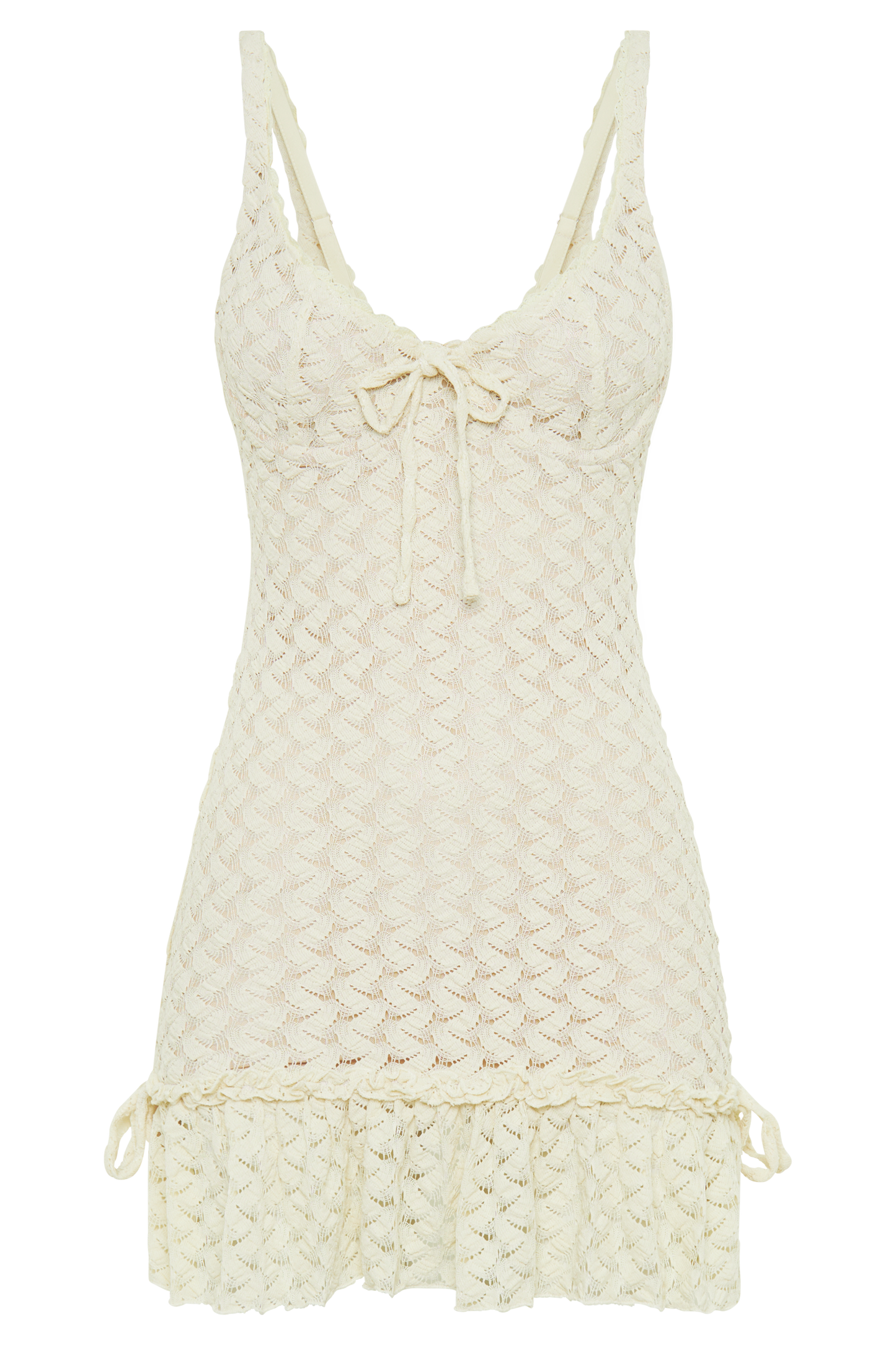 Mini-robe en dentelle à bonnets Marietta - Ivoire