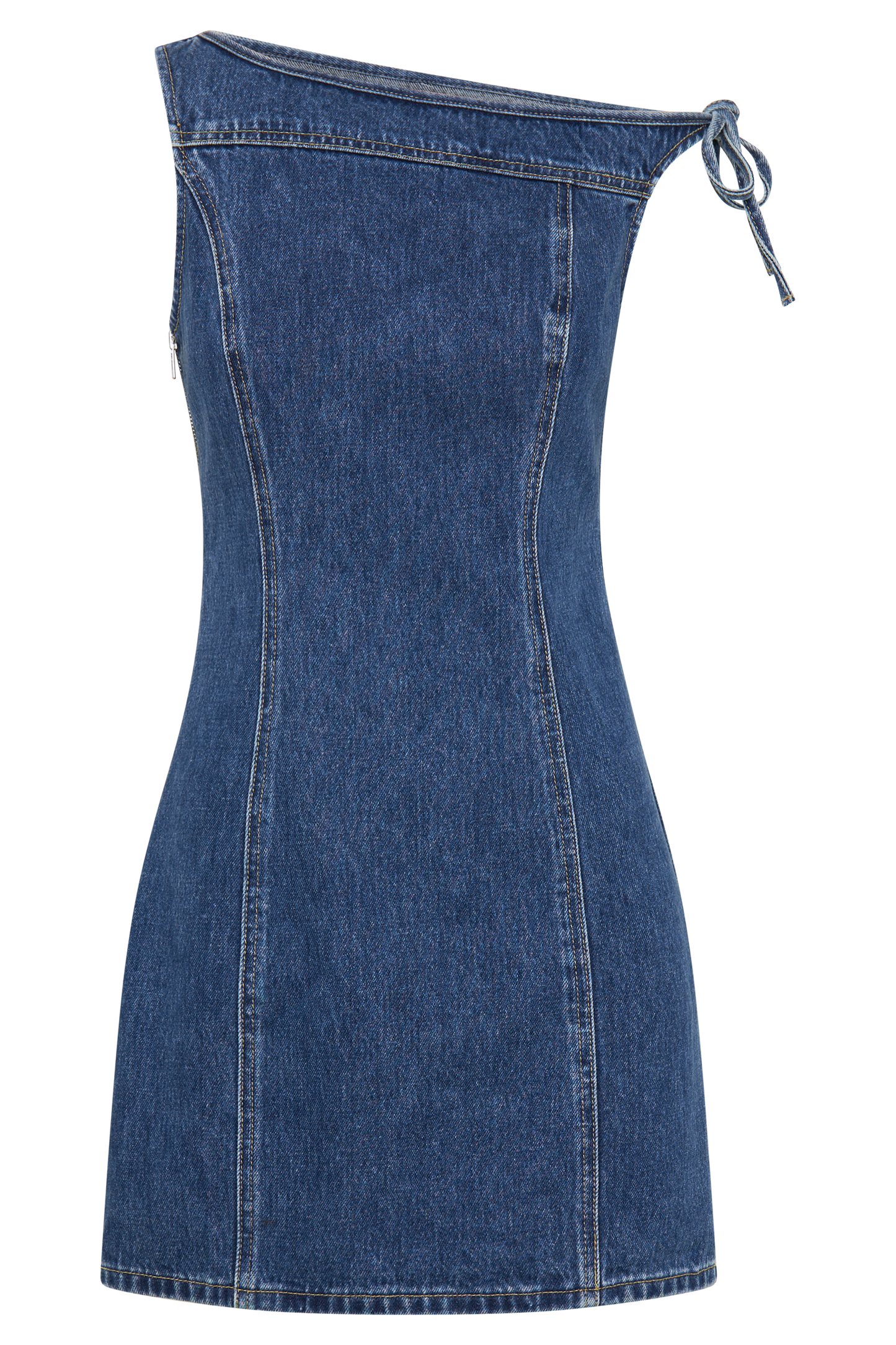 Mini-robe en jean à épaules dénudées Baker - Bleu foncé