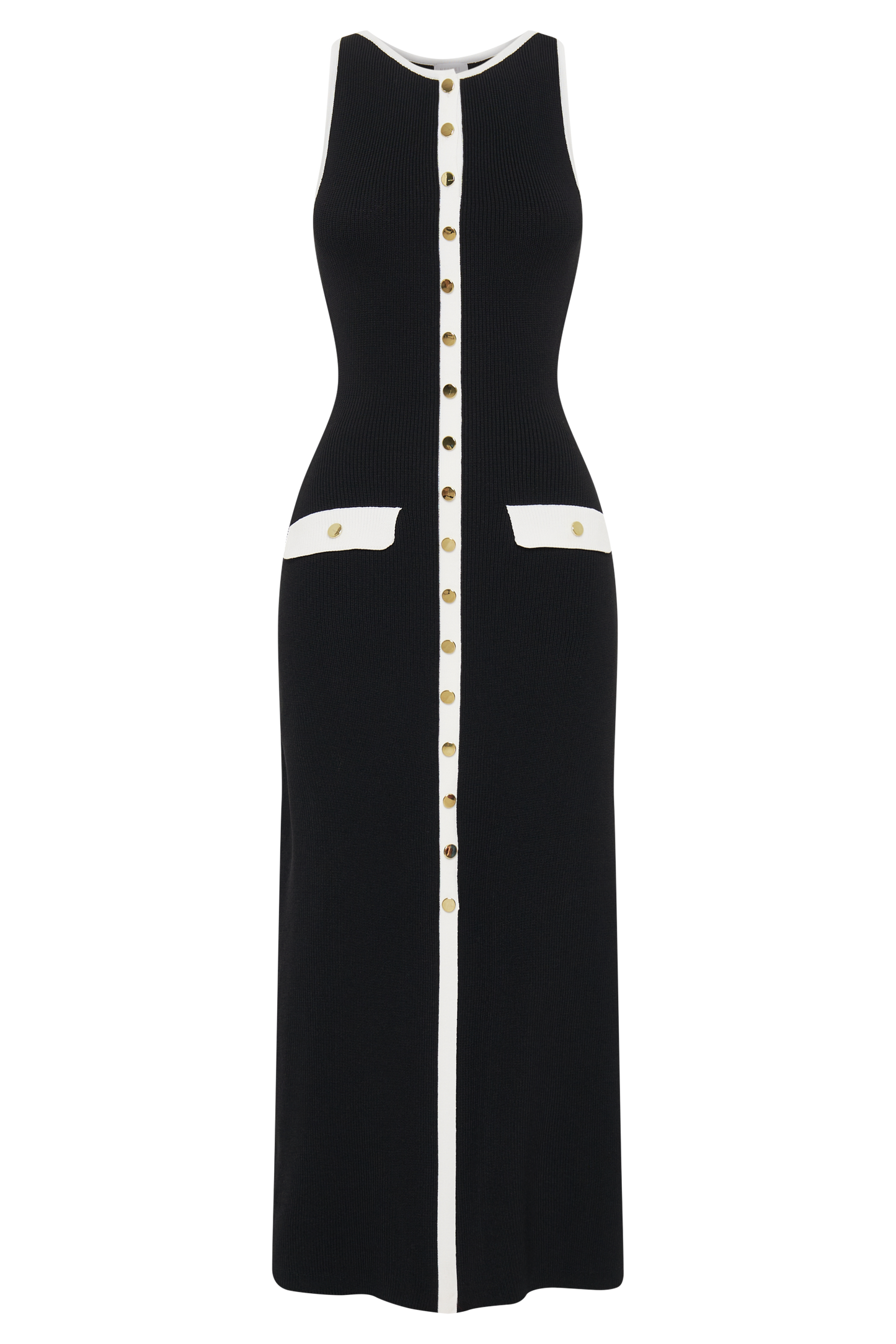 Robe Maxi Sans Manches Boutonnée Sawyer - Noir/Blanc