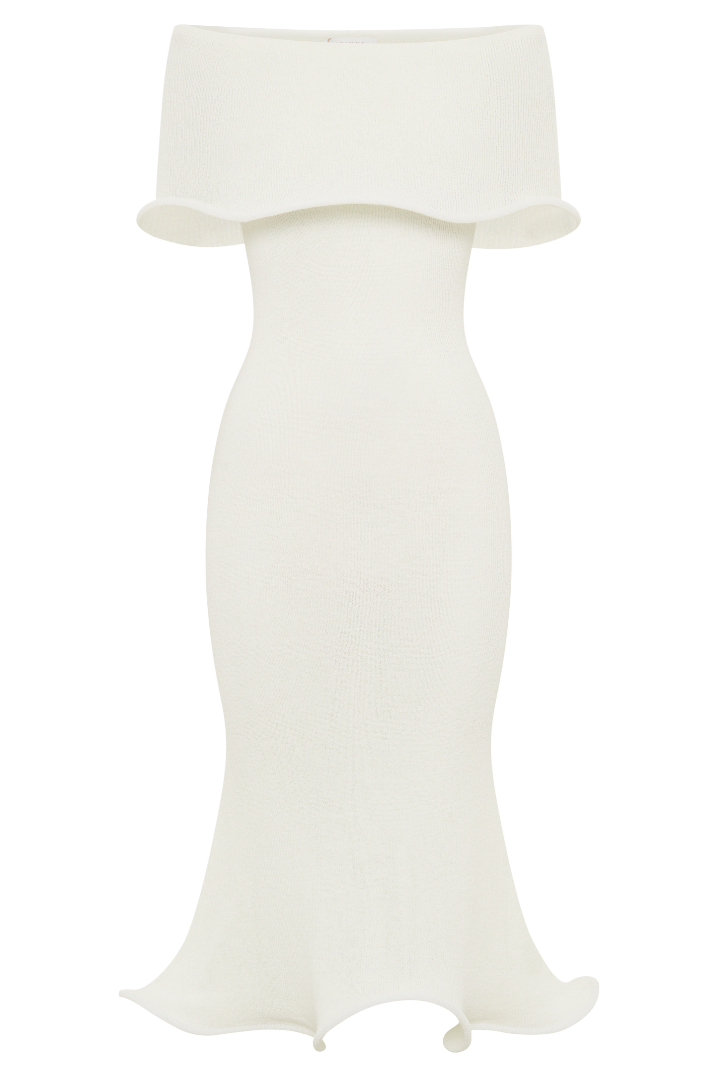 Robe midi en tricot Molly à épaules dénudées - Ivoire