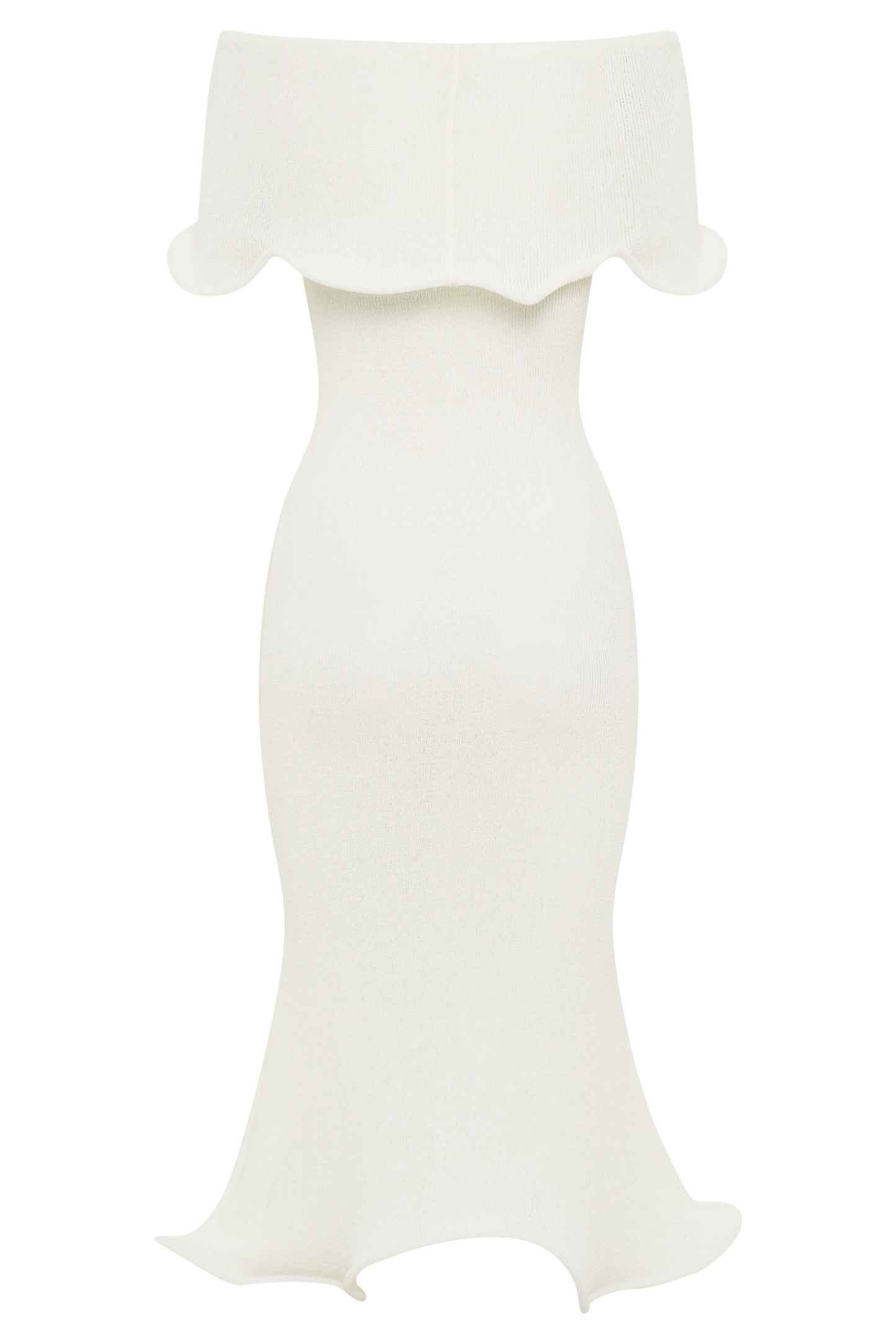 Robe midi en tricot Molly à épaules dénudées - Ivoire