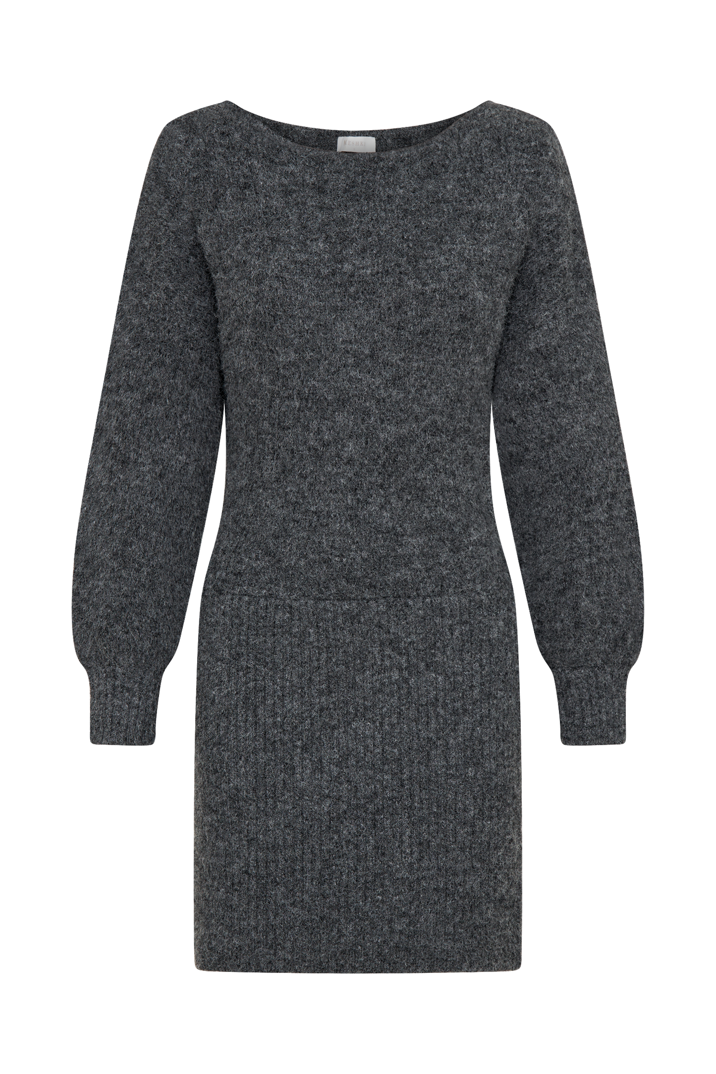 Robe mini en tricot à col bateau Rafferty - Gris anthracite chiné
