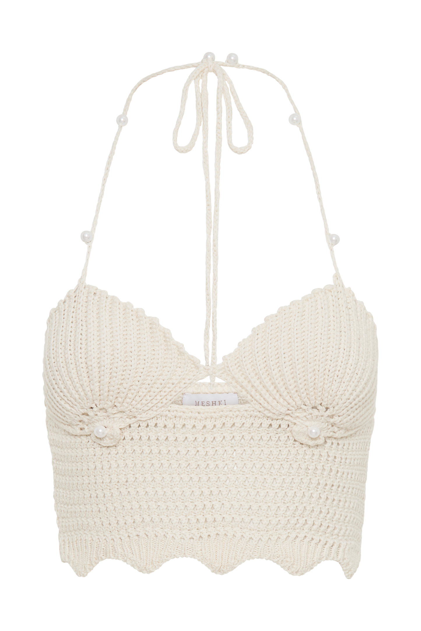 Top en tricot à col boule Kira - Crème glacée