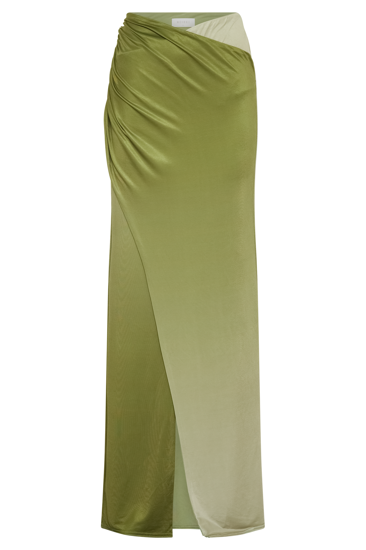 Jupe Maxi Évasée et Plissée Bronwyn - Vert Olive Vintage Ombré