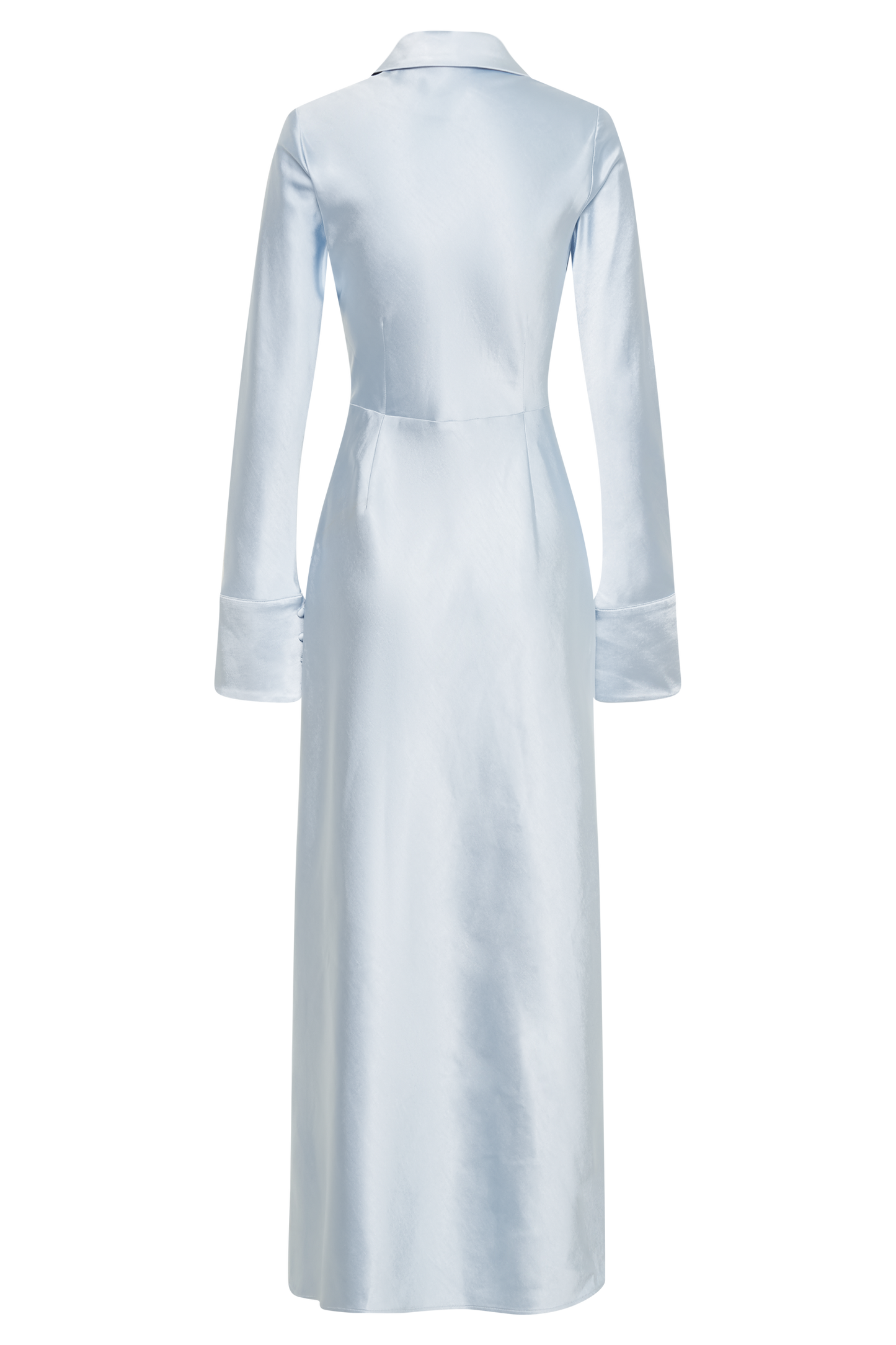 Robe Maxi en Satin avec Col - Bleu Glacé