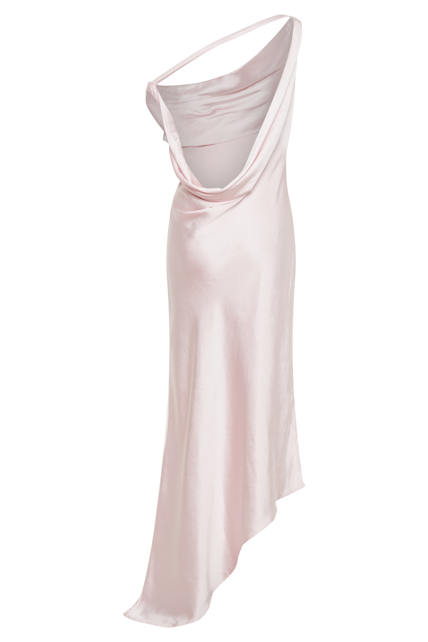 Robe Maxi Yvette à Bretelles avec Emmanchure Asymétrique - Rose Pâle