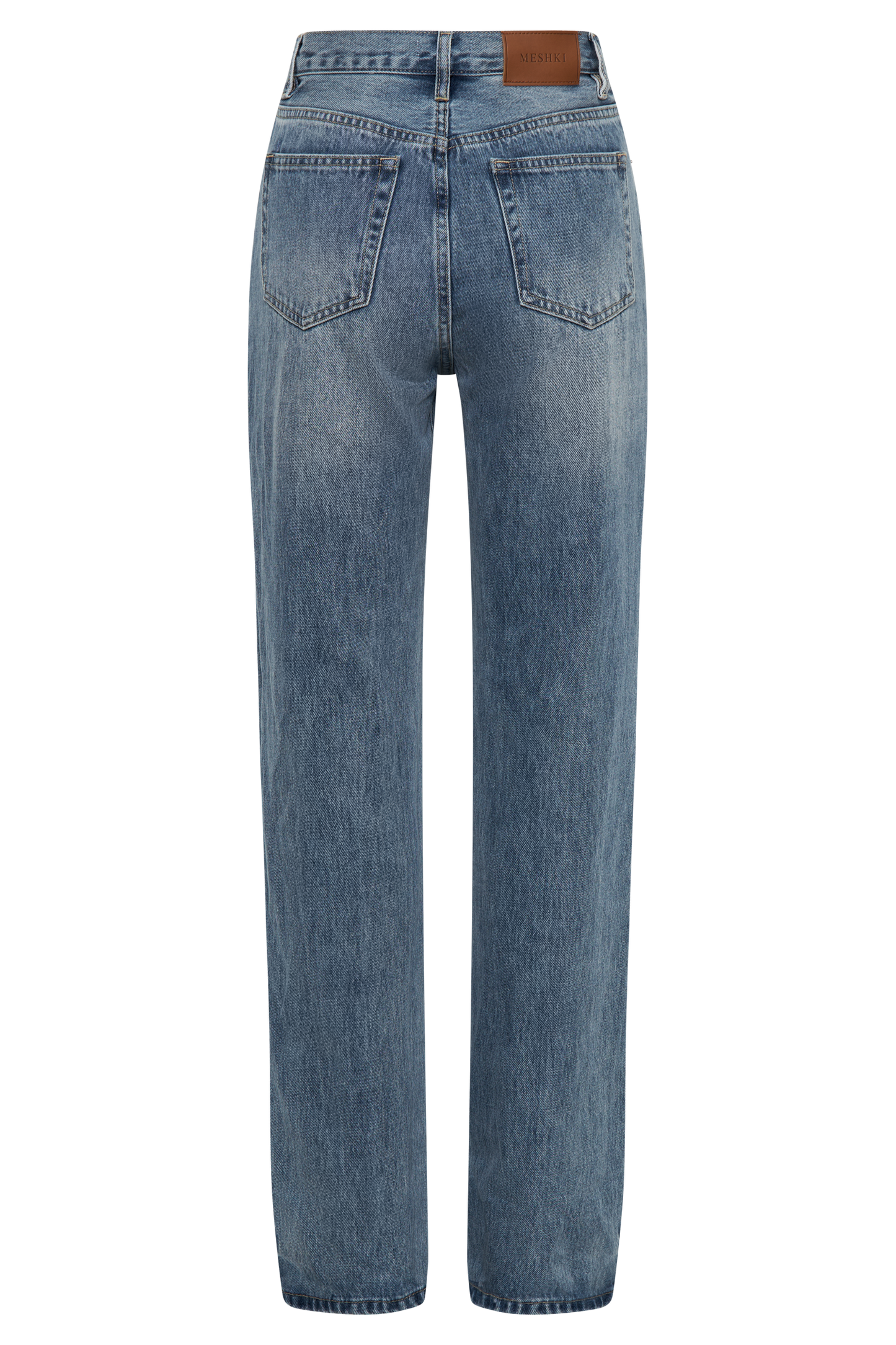 Jean Janine taille haute, jambes droites - Bleu moyen délavé