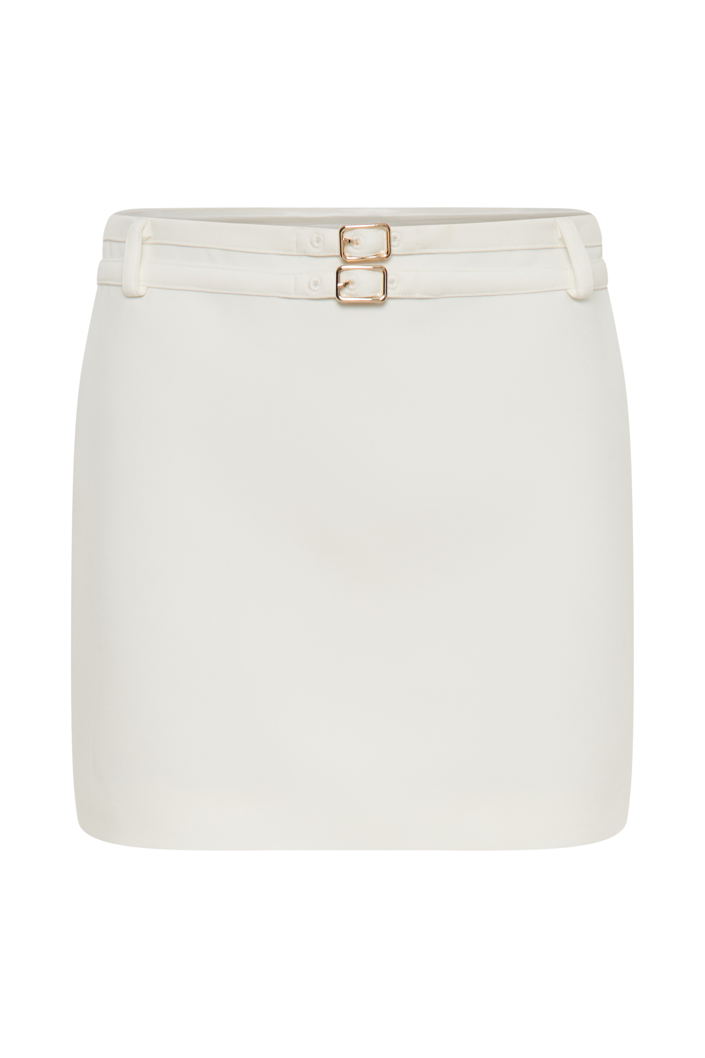 Jupe mini Letitia en tailleur avec boucle - Ivoire