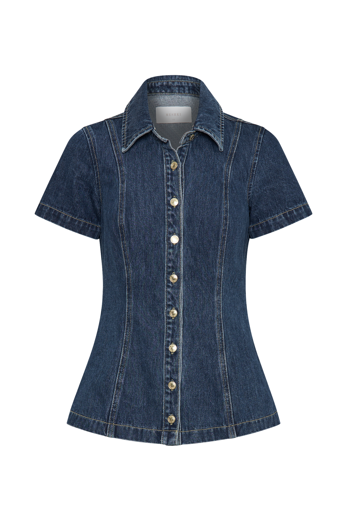 Top à manches courtes en jean Ellie - Bleu foncé