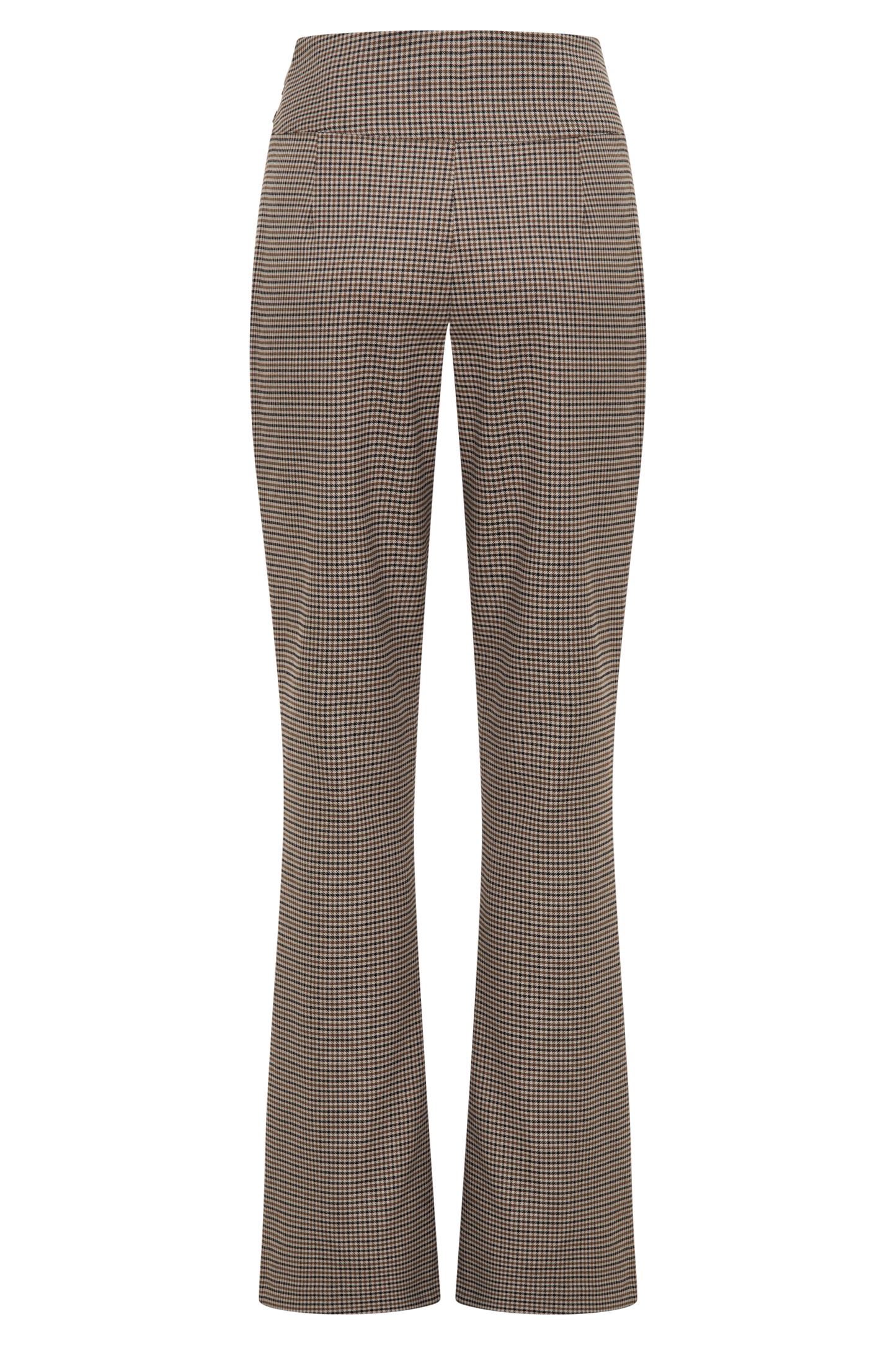 Pantalon droit à taille mi-hauteur avec boucle et imprimé à carreaux beige - Sweeney
