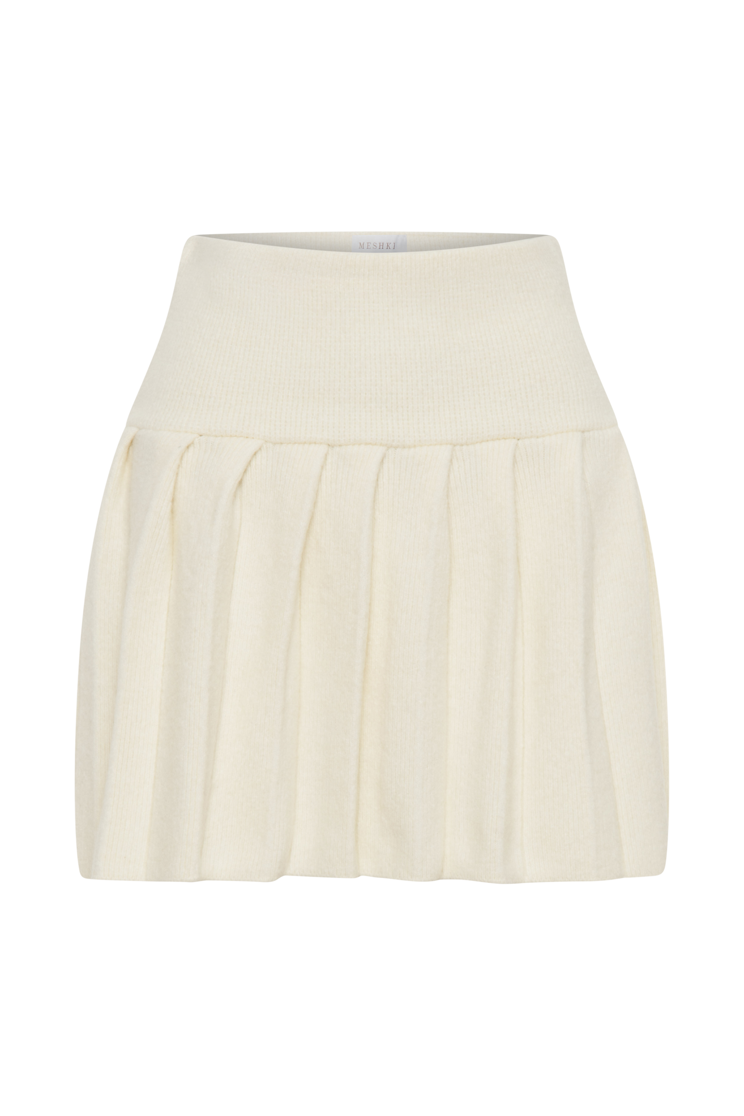 Jupe mini en tricot plissé Dionne - Ivoire marbré