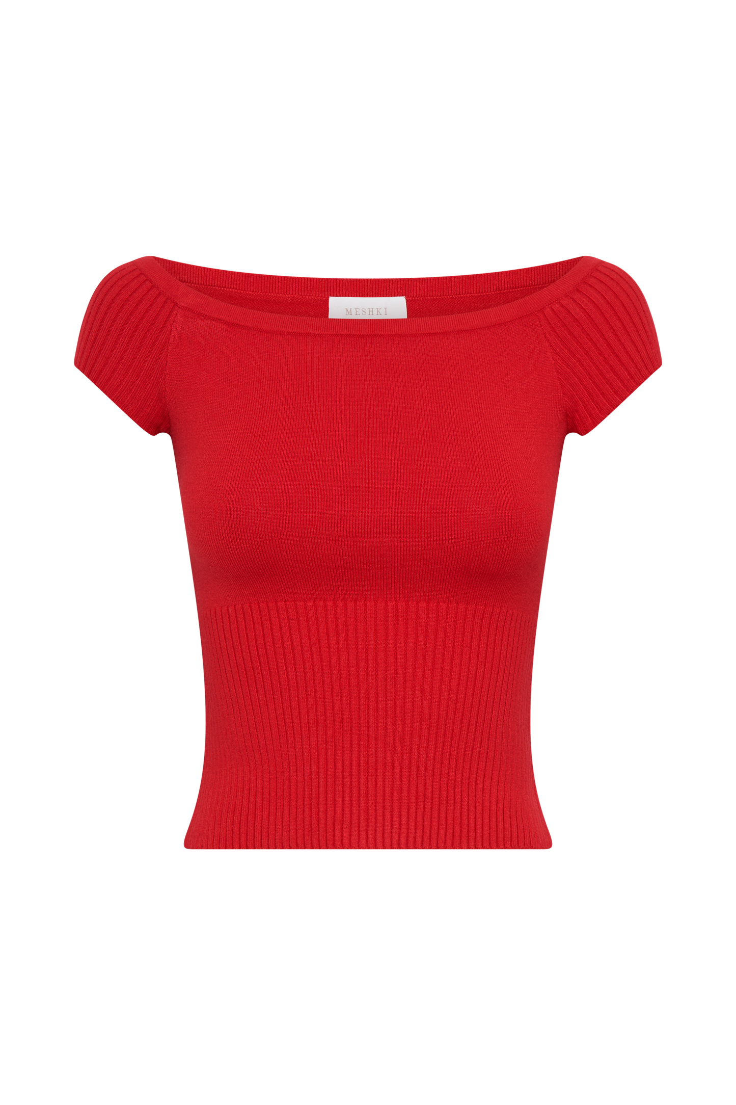 Mathilde Haut en Tricot côtelé à épaules dénudées - Rubis