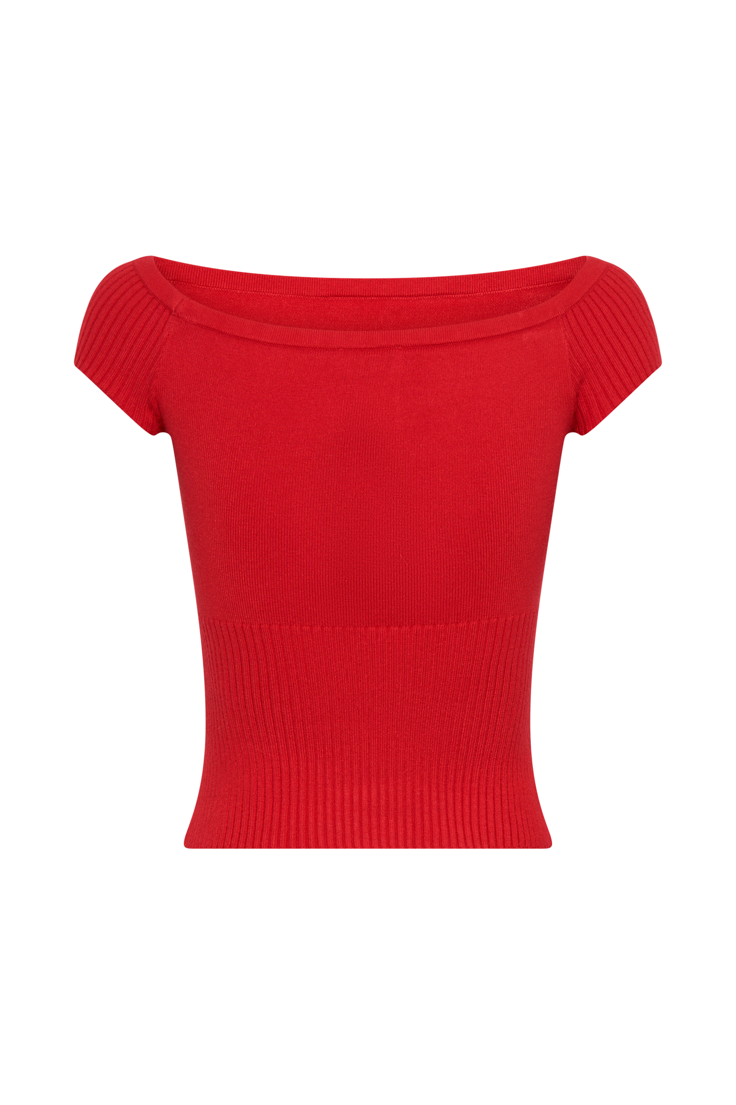 Mathilde Haut en Tricot côtelé à épaules dénudées - Rubis