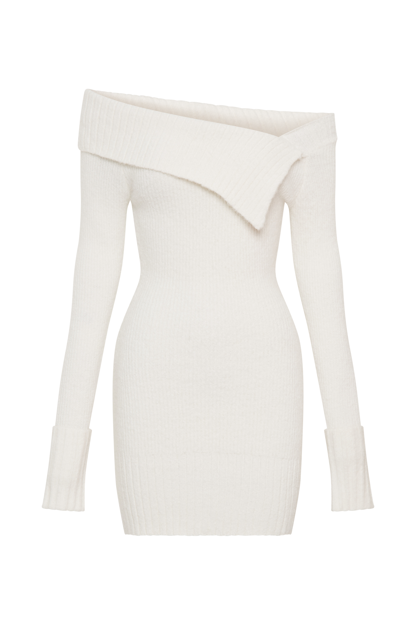 Mini-robe asymétrique en tricot Stephanie - Ivoire