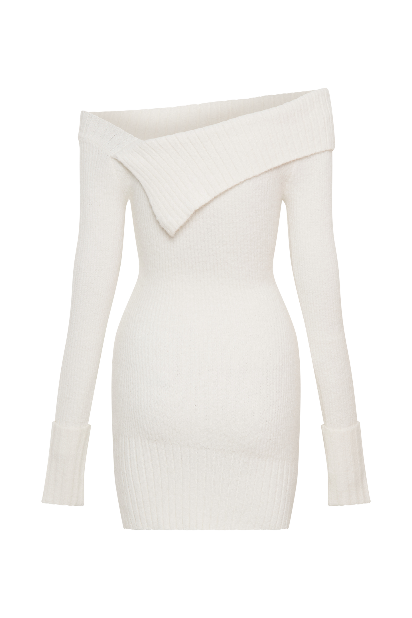 Mini-robe asymétrique en tricot Stephanie - Ivoire