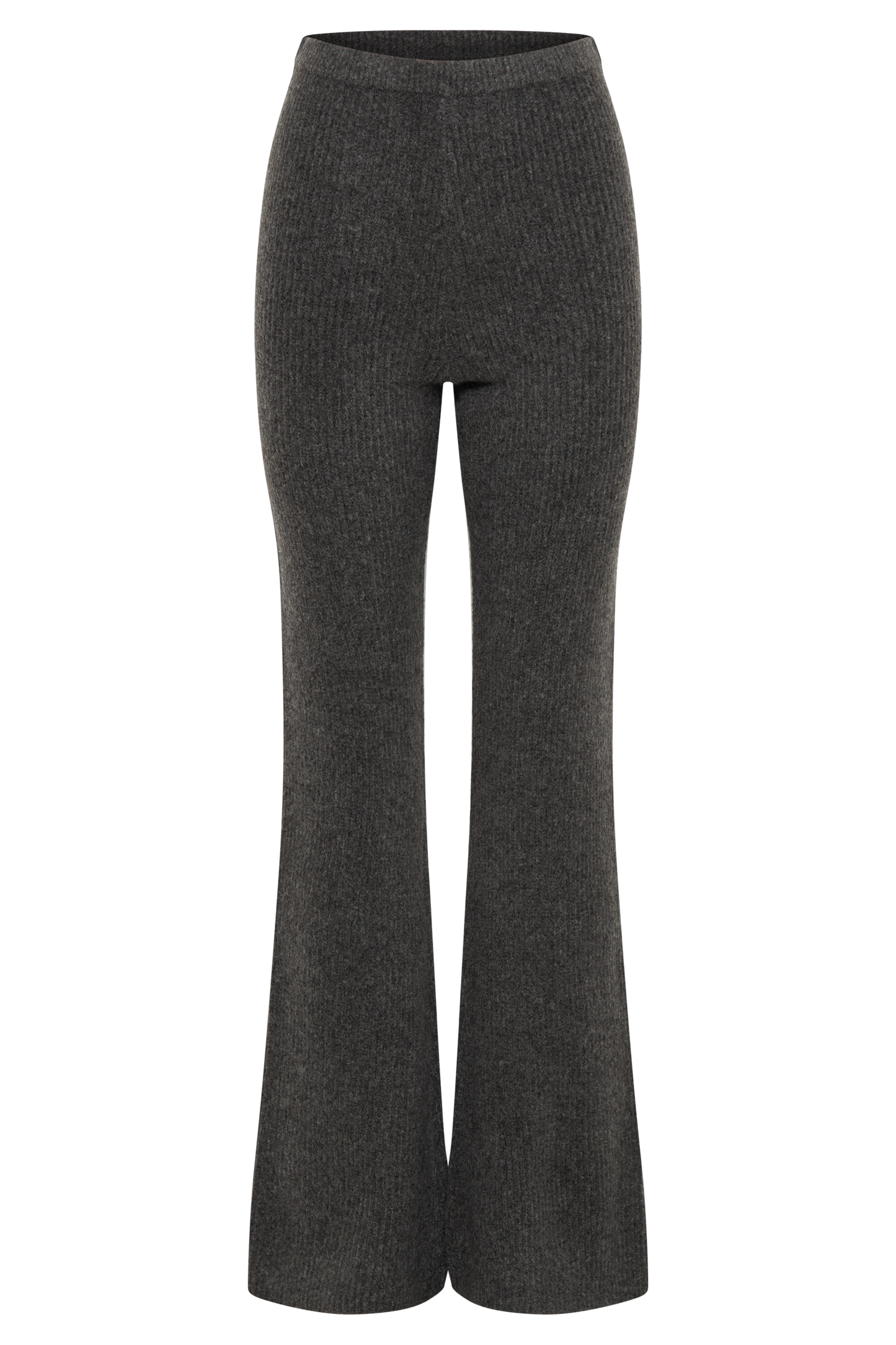 Pantalon en Tricot à Coupe Droite Shyann - Gris Anthracite Mélangé