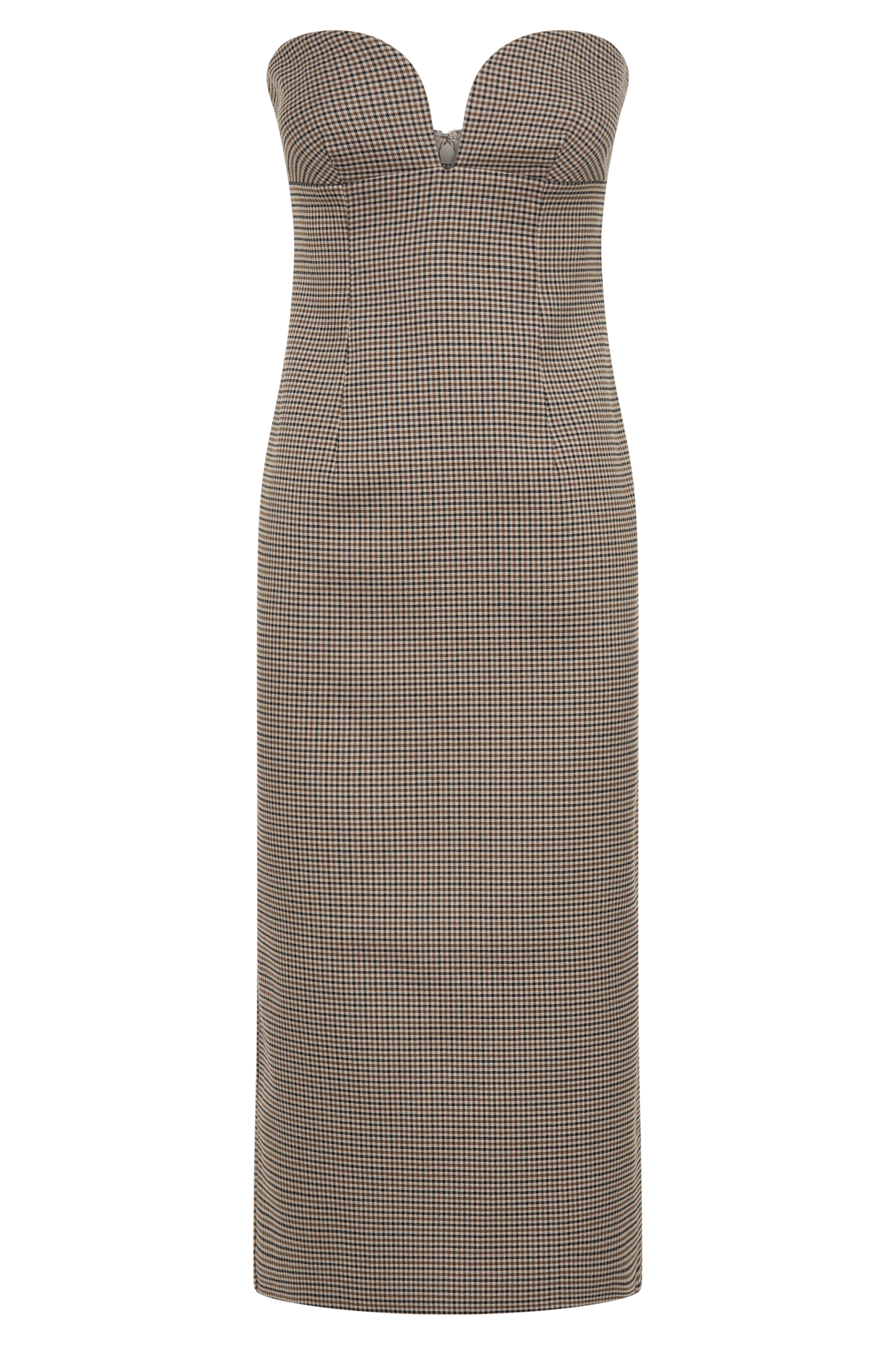 Robe midi sans bretelles Christie - Écossais beige