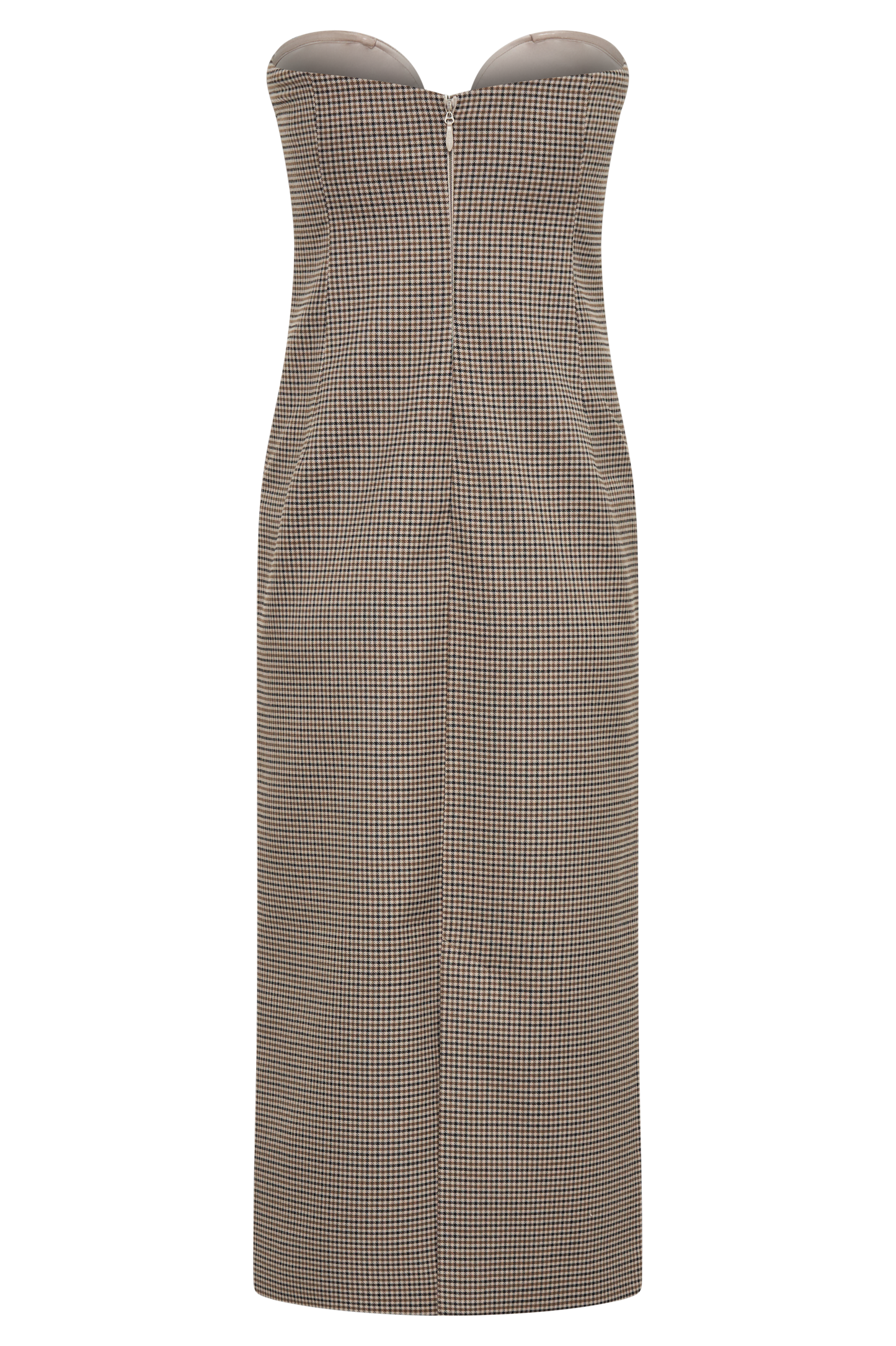 Robe midi sans bretelles Christie - Écossais beige