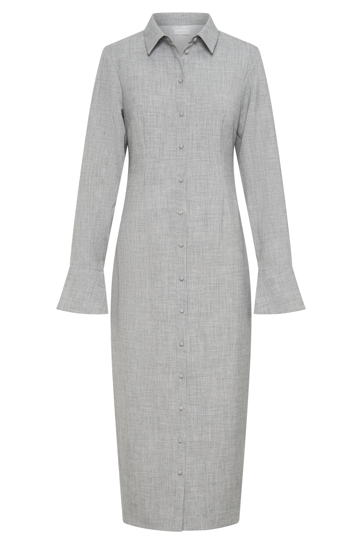 Robe midi chemise ajustée Dorian - Gris anthracite chiné