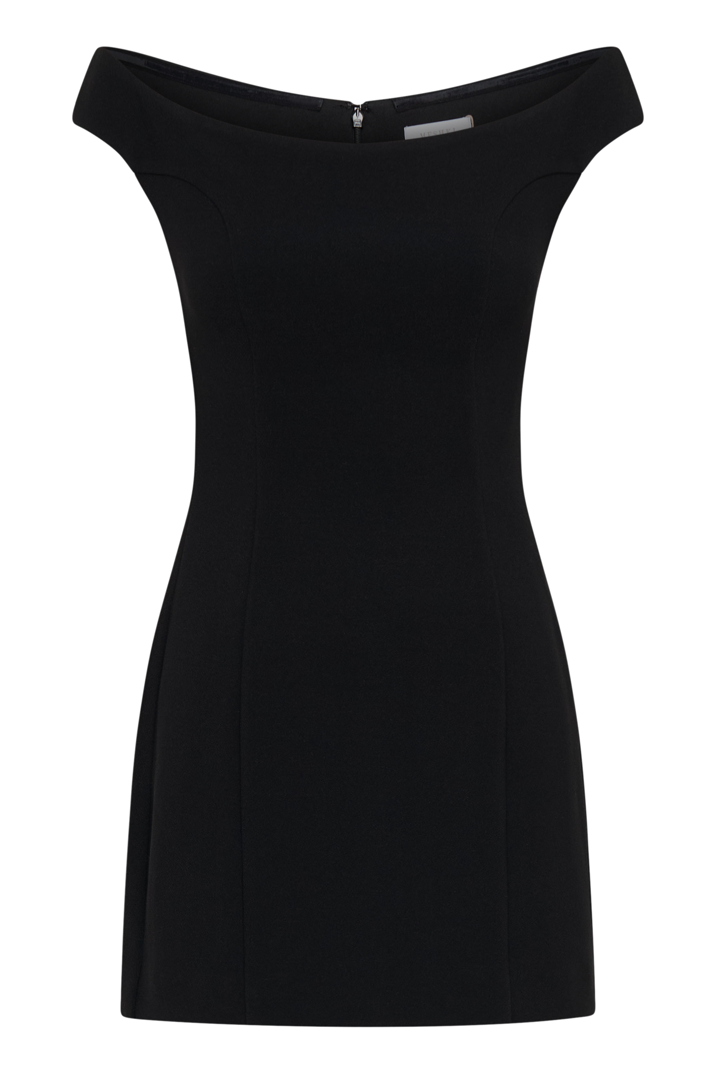 Mini-robe trapue à épaules dénudées en crêpe Cassidy - Noir