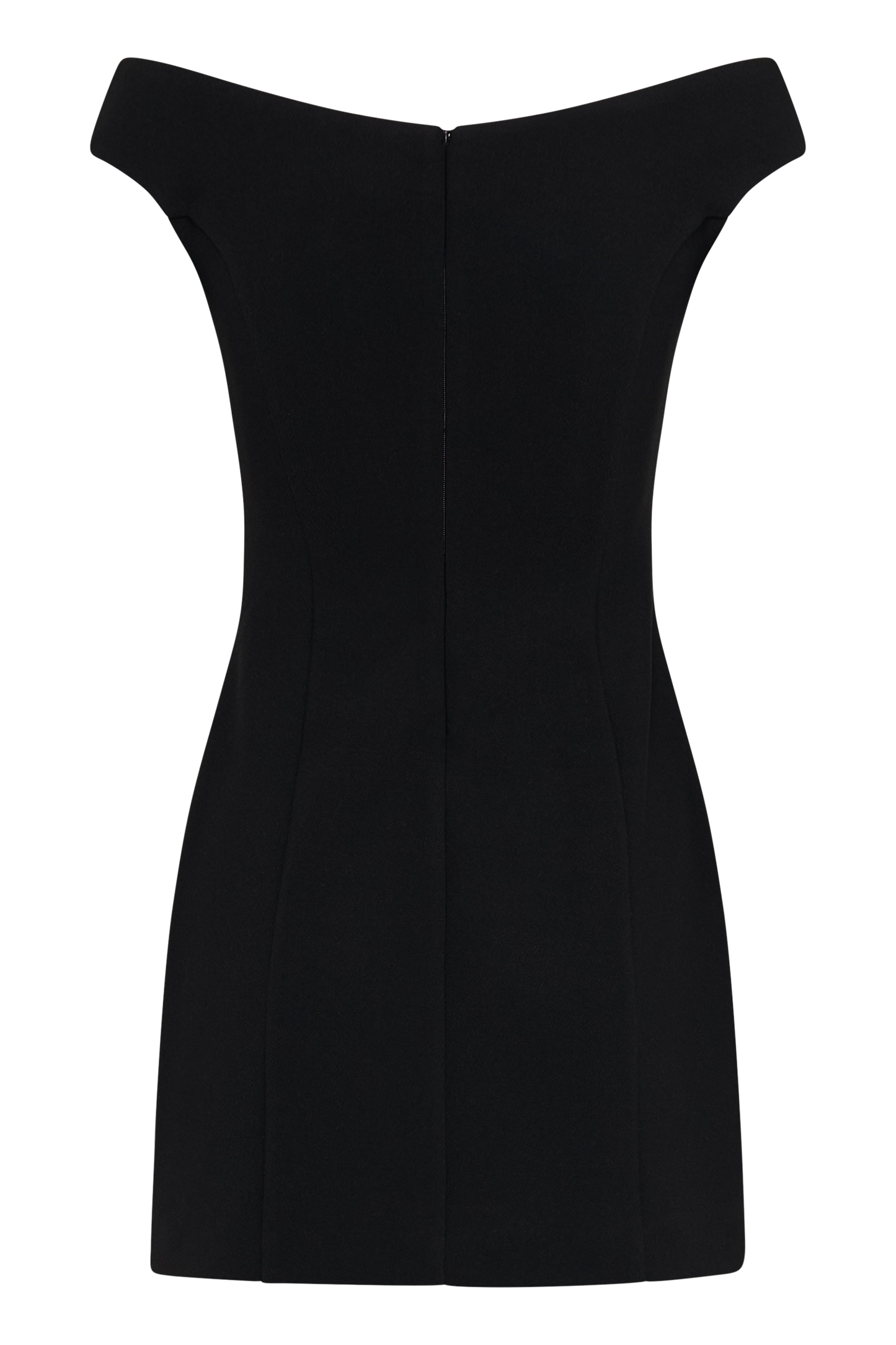 Mini-robe trapue à épaules dénudées en crêpe Cassidy - Noir