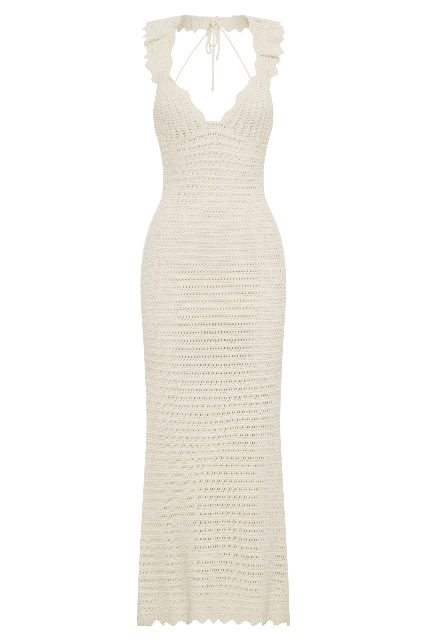 Robe Maxi en Tricot Contrastée Perpetua - Crème