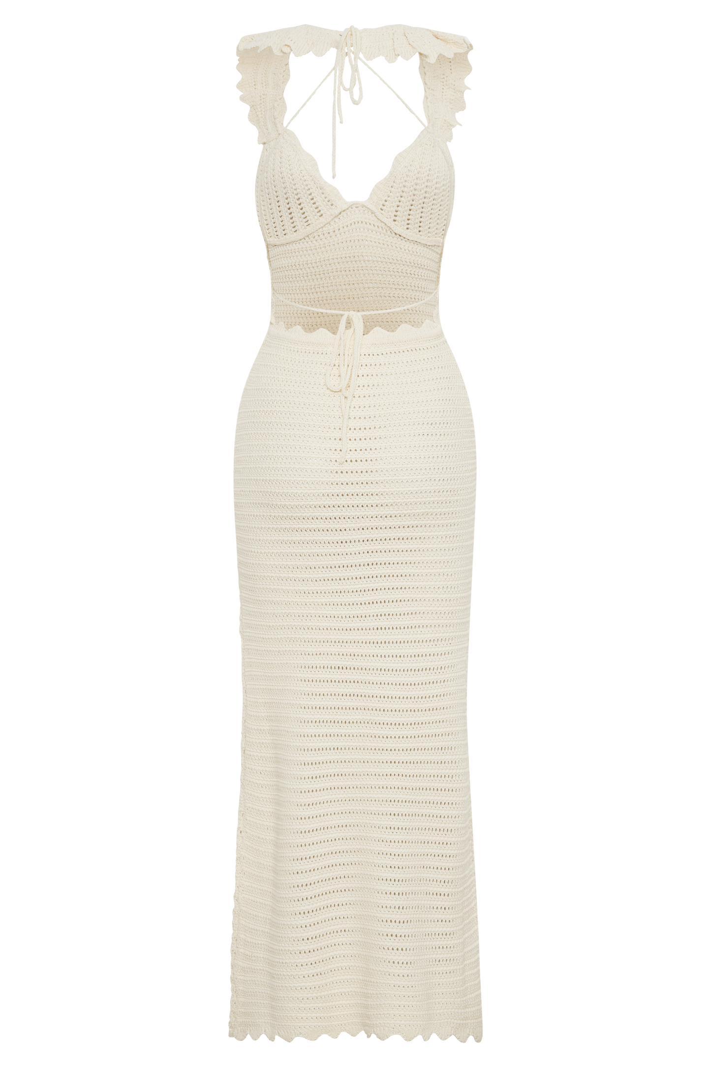 Robe Maxi en Tricot Contrastée Perpetua - Crème