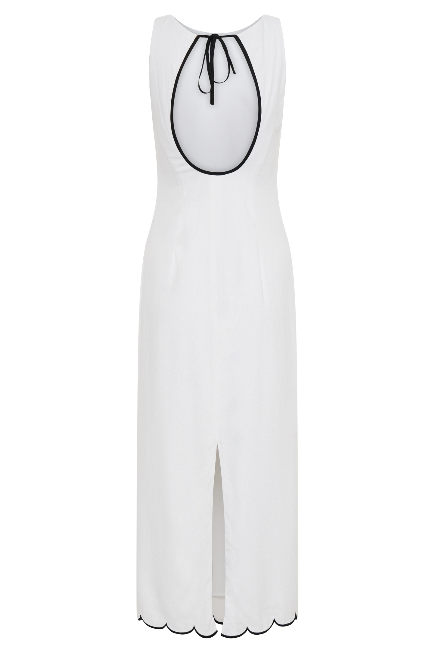 Robe midi en lin à volants Sofiane - Ivoire