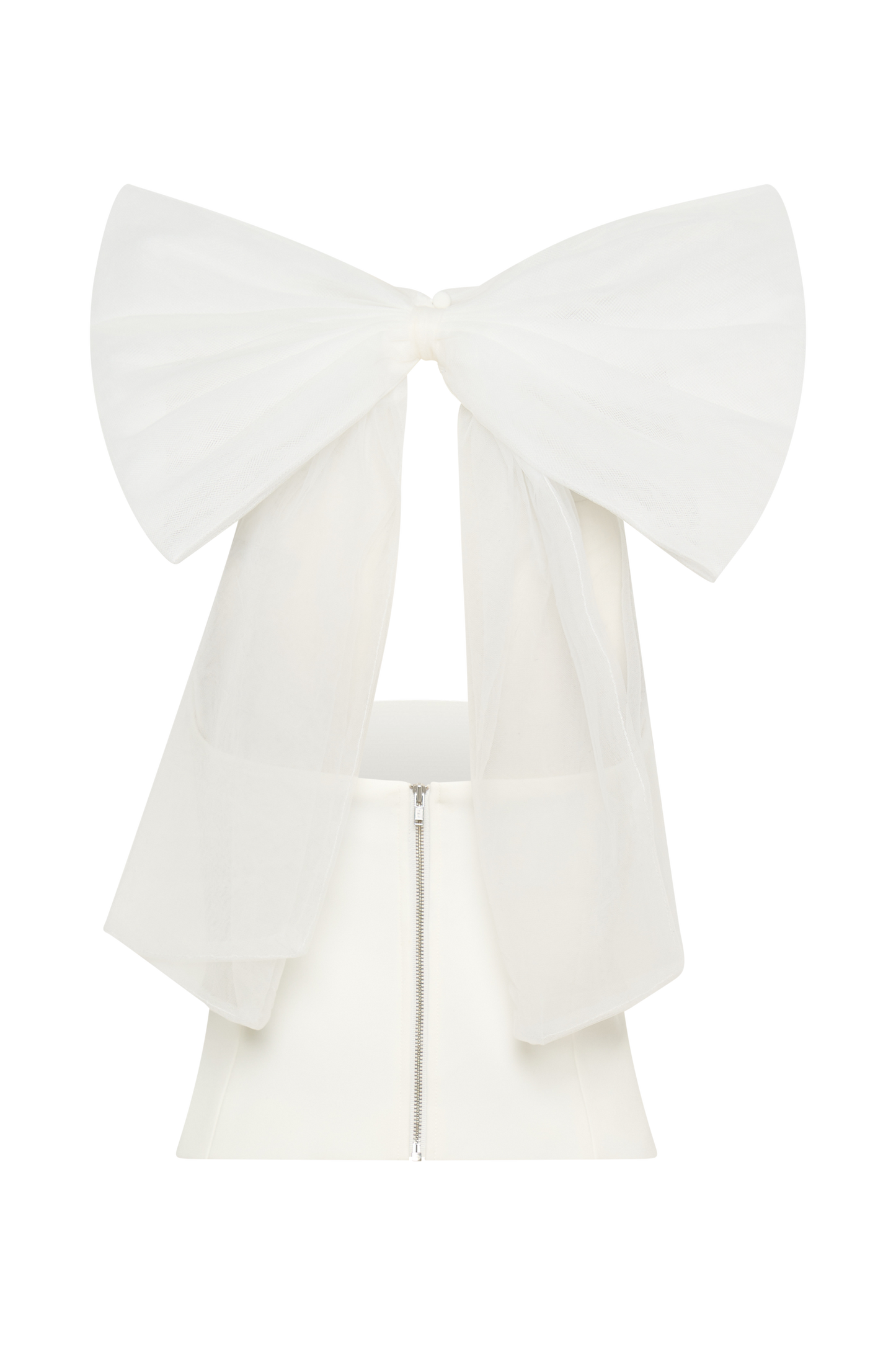 Top Maryam en tulle avec nœud - Blanc
