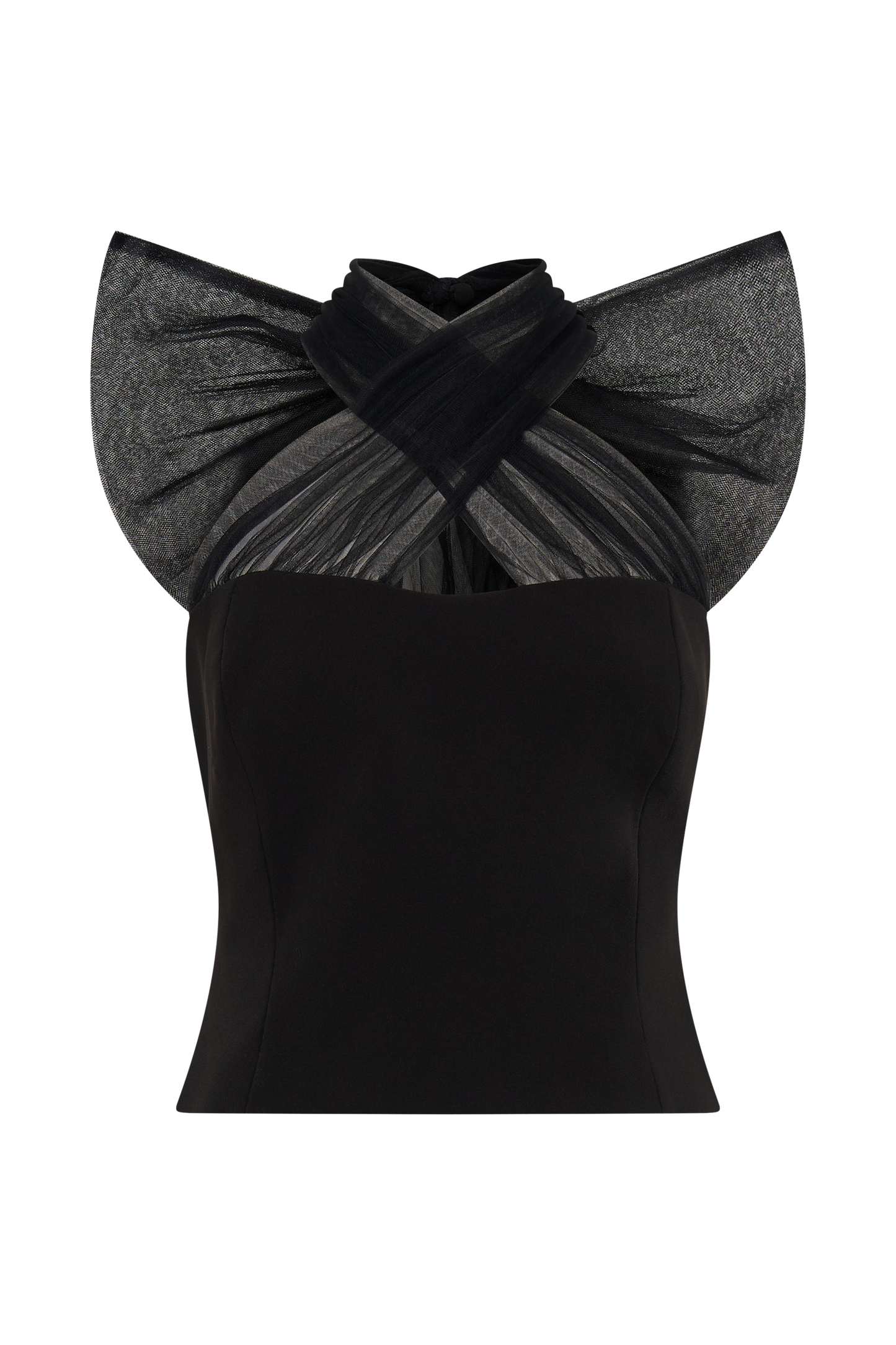 Top Maryam en tulle avec nœud - Noir