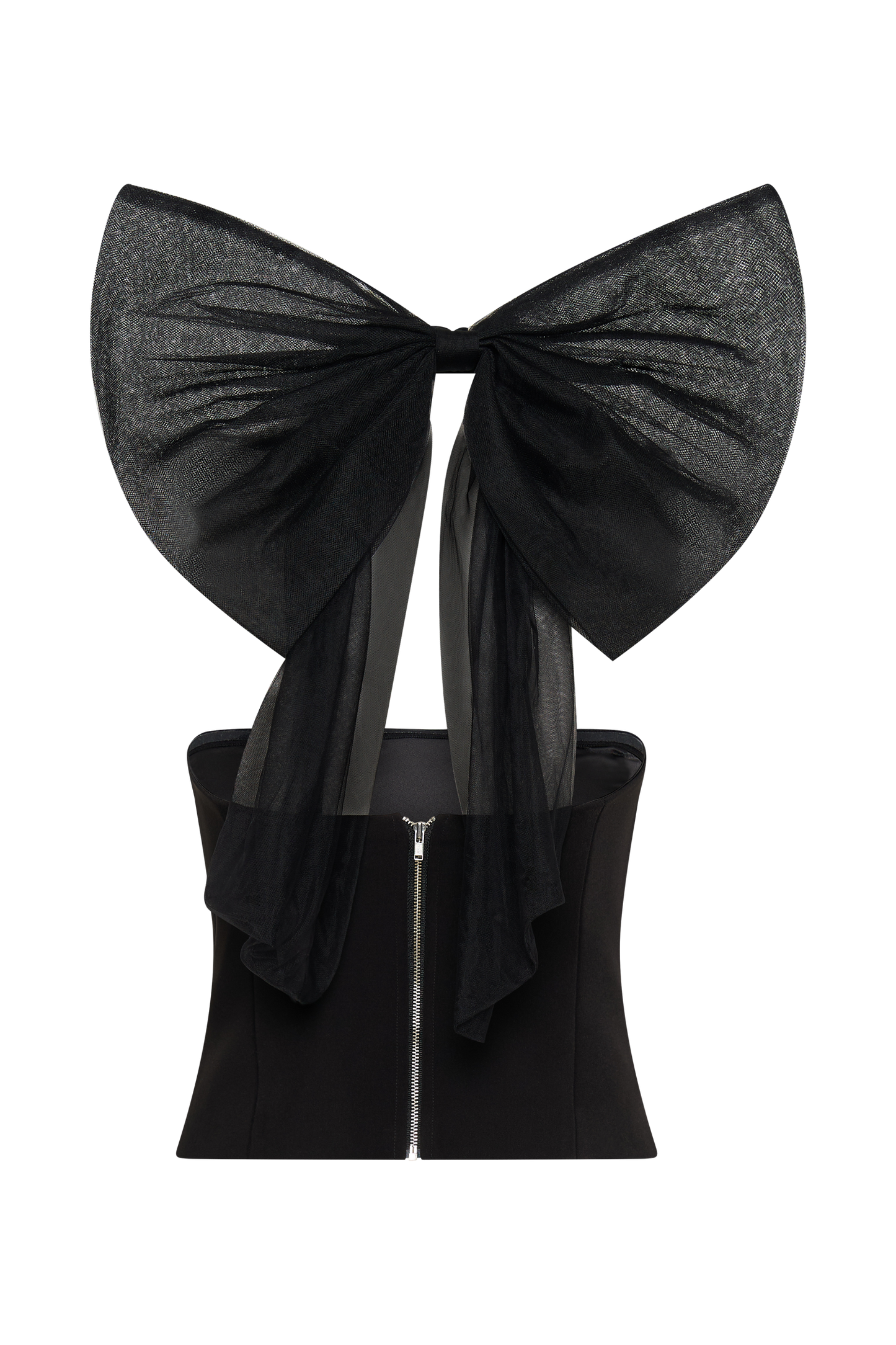 Top Maryam en tulle avec nœud - Noir