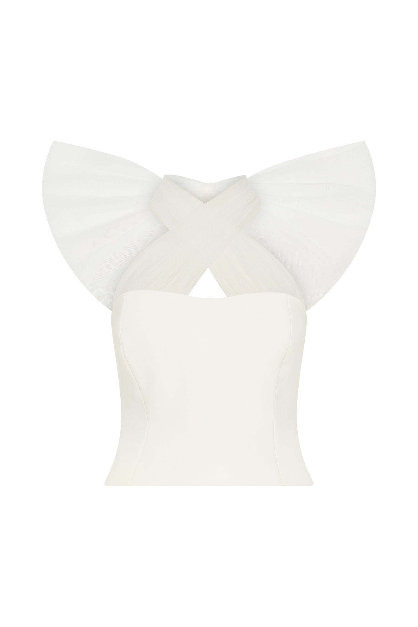 Top Maryam en tulle avec nœud - Blanc