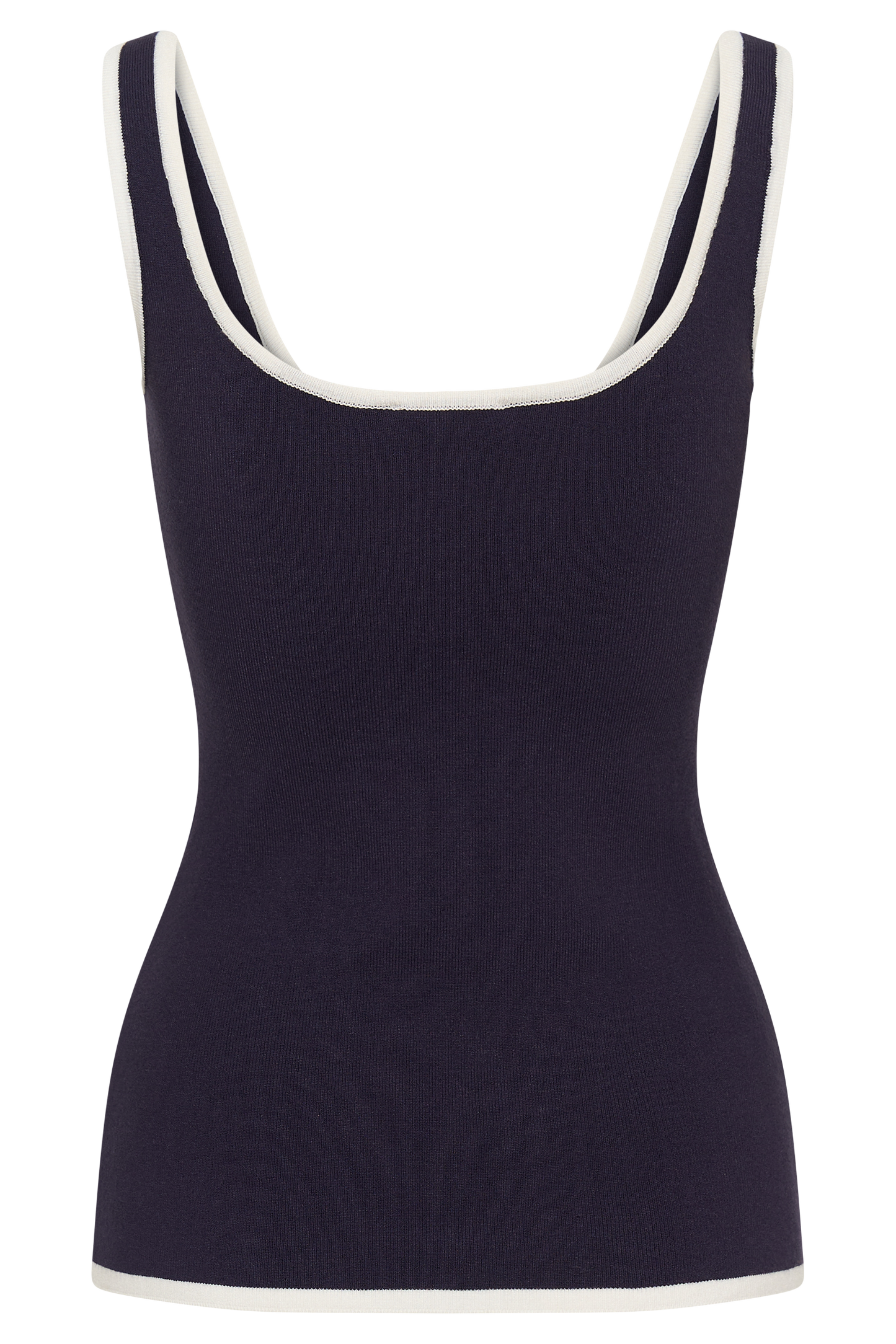 Top en tricot contrasté Becky - Bleu marine et Ivoire
