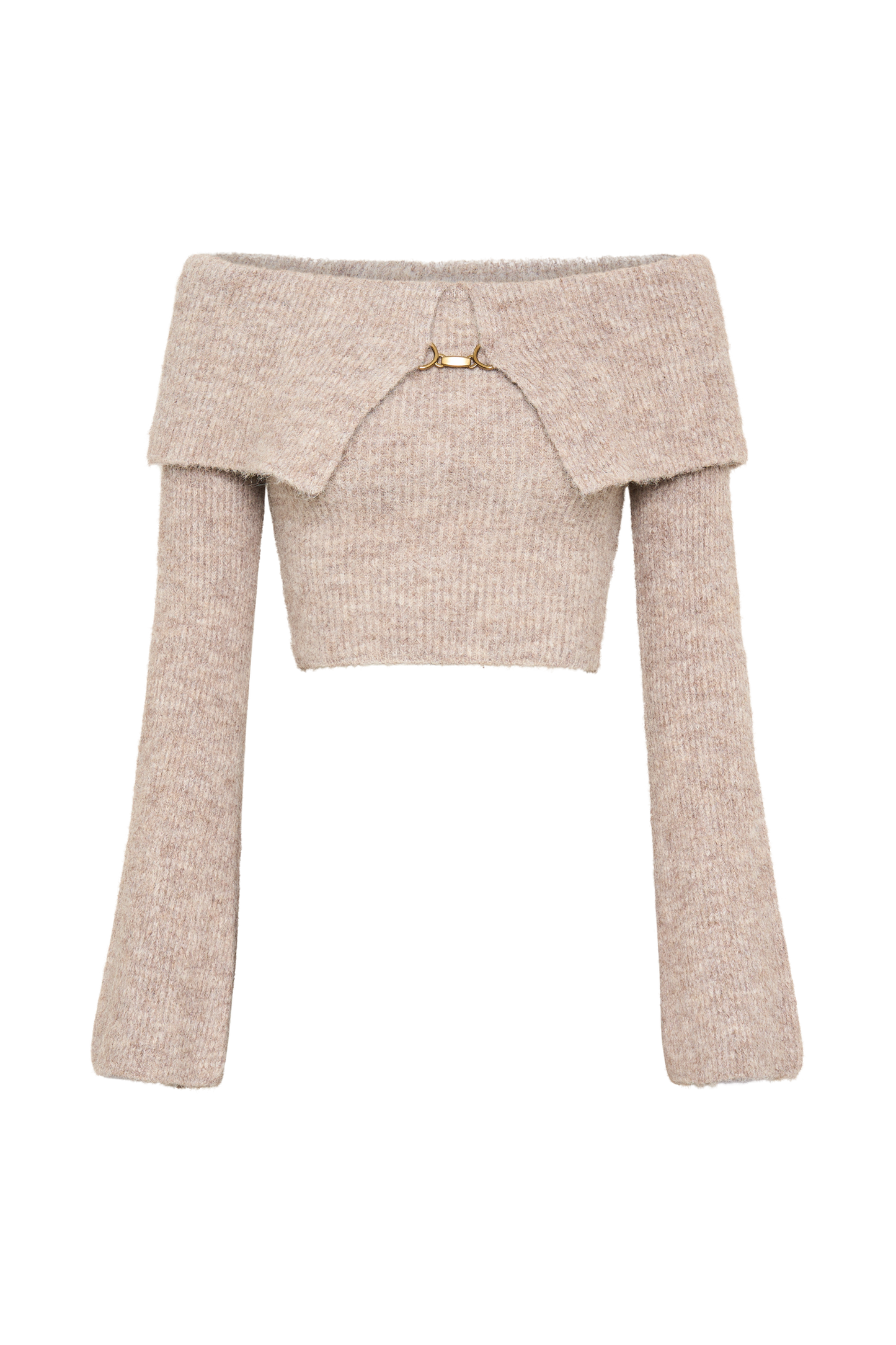 Top en tricot doux à épaules dénudées Baxter - Taupe
