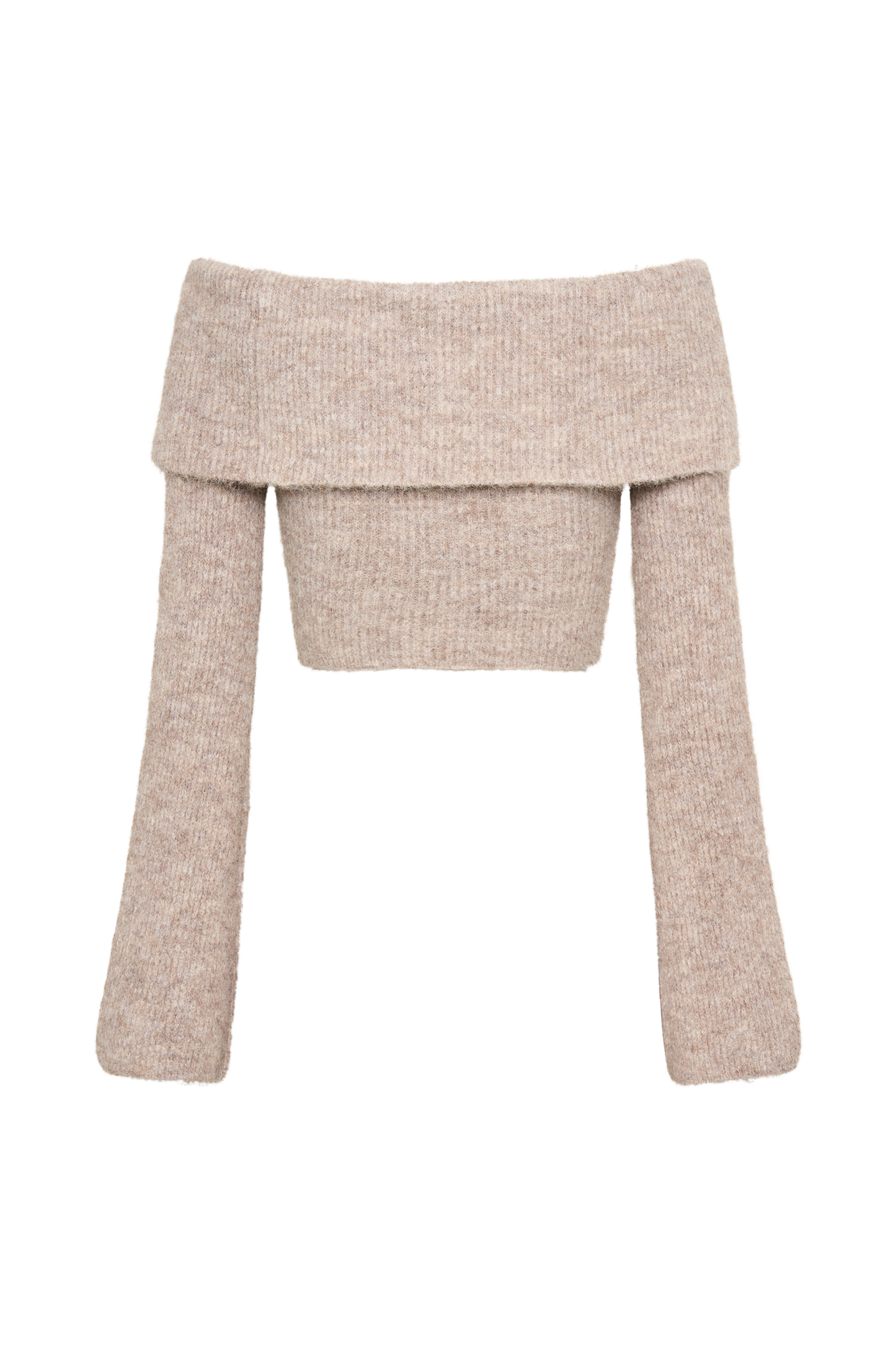Top en tricot doux à épaules dénudées Baxter - Taupe