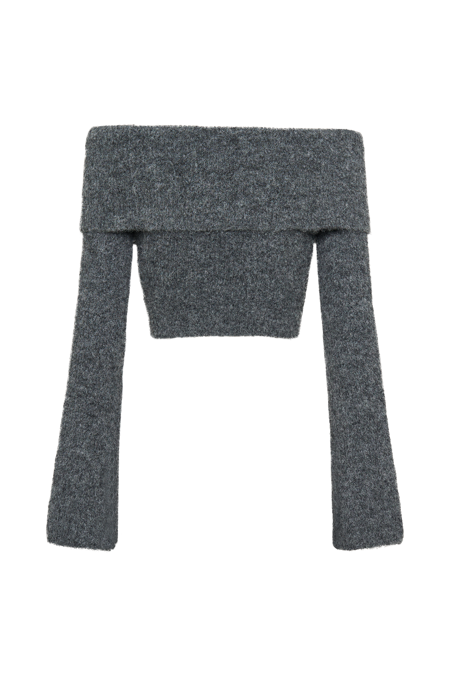 Top en tricot doux à épaules dénudées Baxter - Gris anthracite