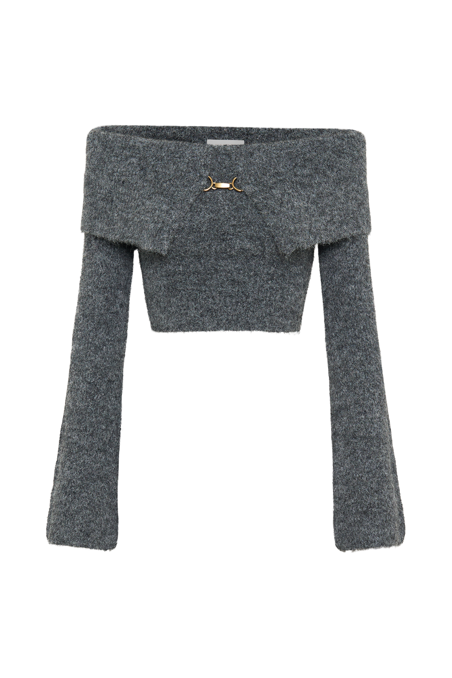 Top en tricot doux à épaules dénudées Baxter - Gris anthracite