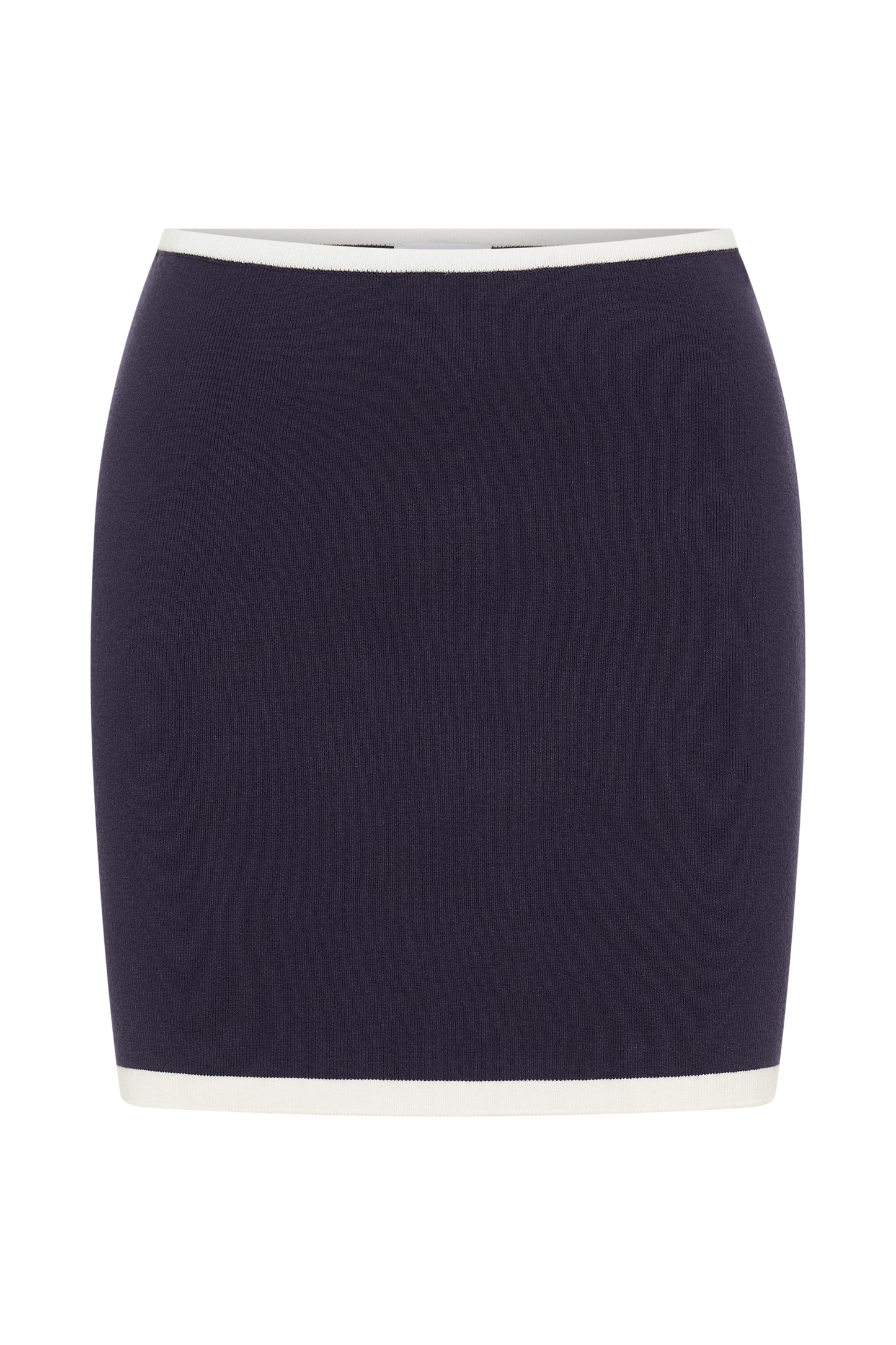 Jupe mini en tricot contrastée Becky - Bleu marine et ivoire