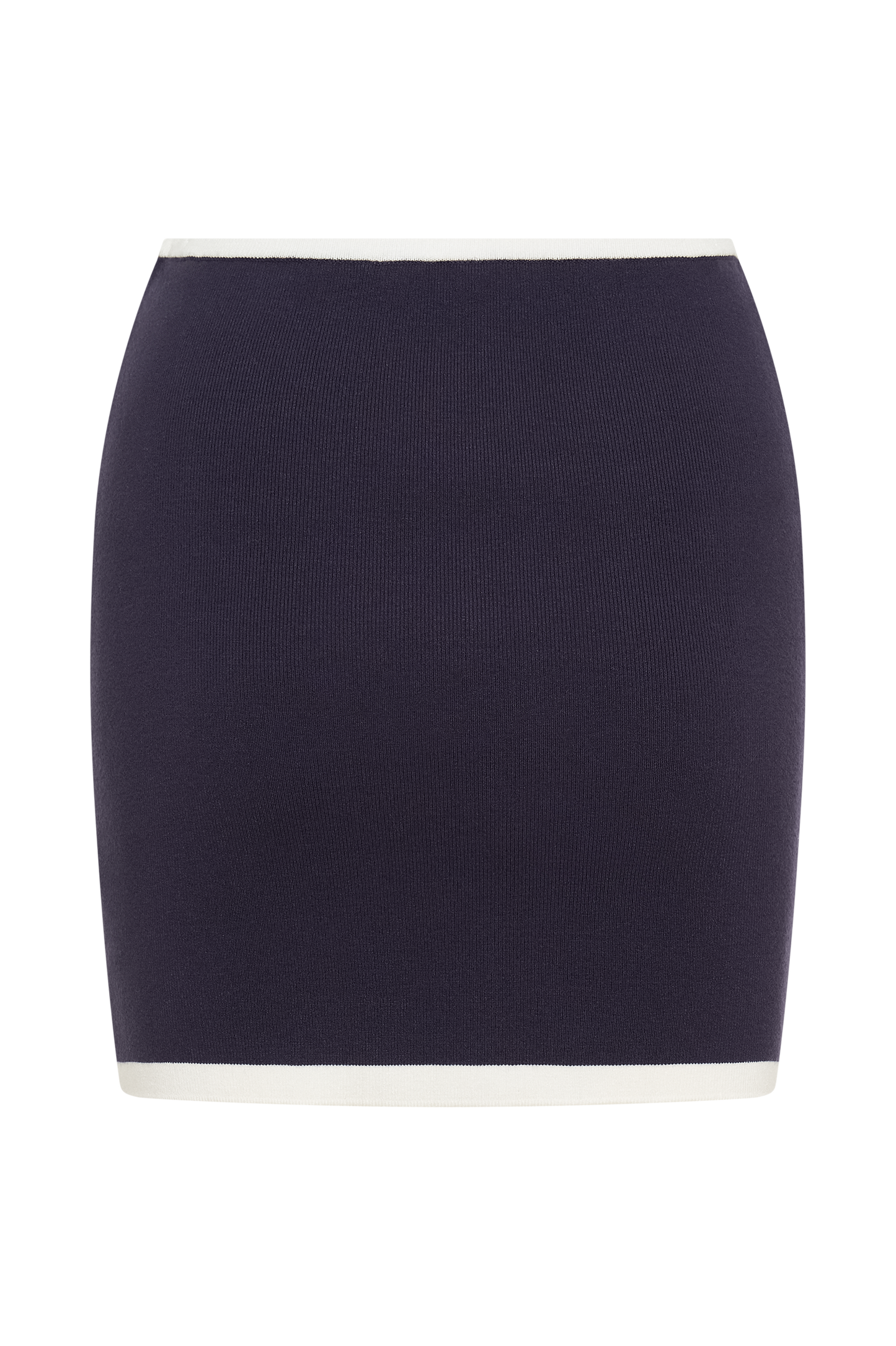 Jupe mini en tricot contrastée Becky - Bleu marine et ivoire