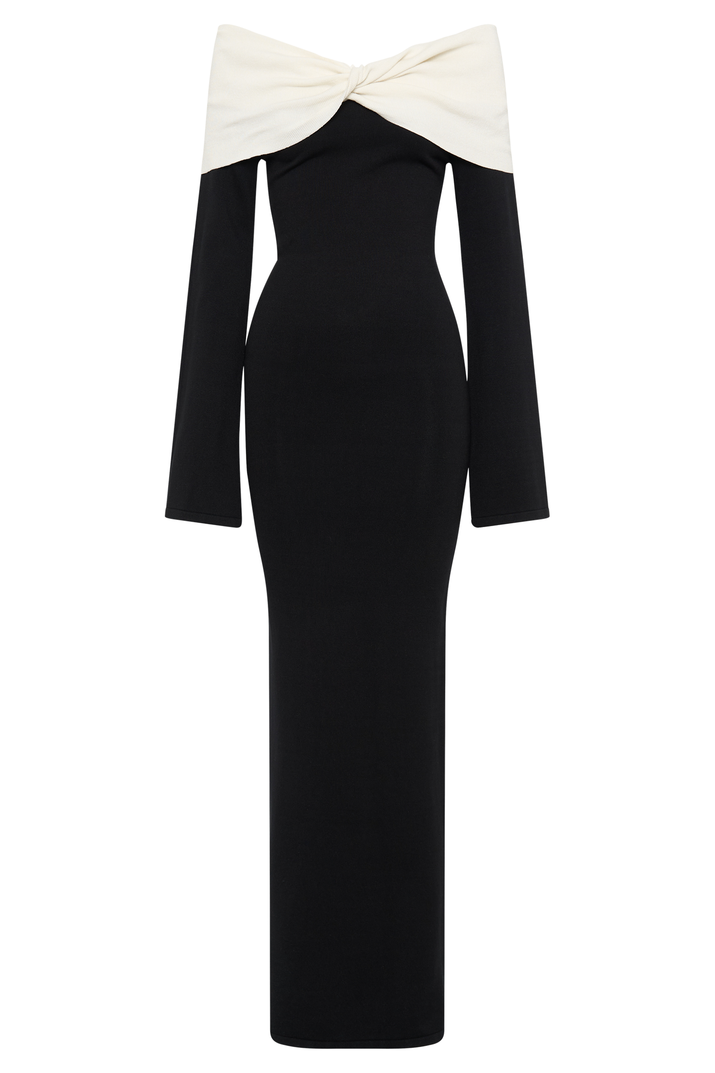 Robe Maxi Tricot Contrastée Yoko - Noir/Blanc